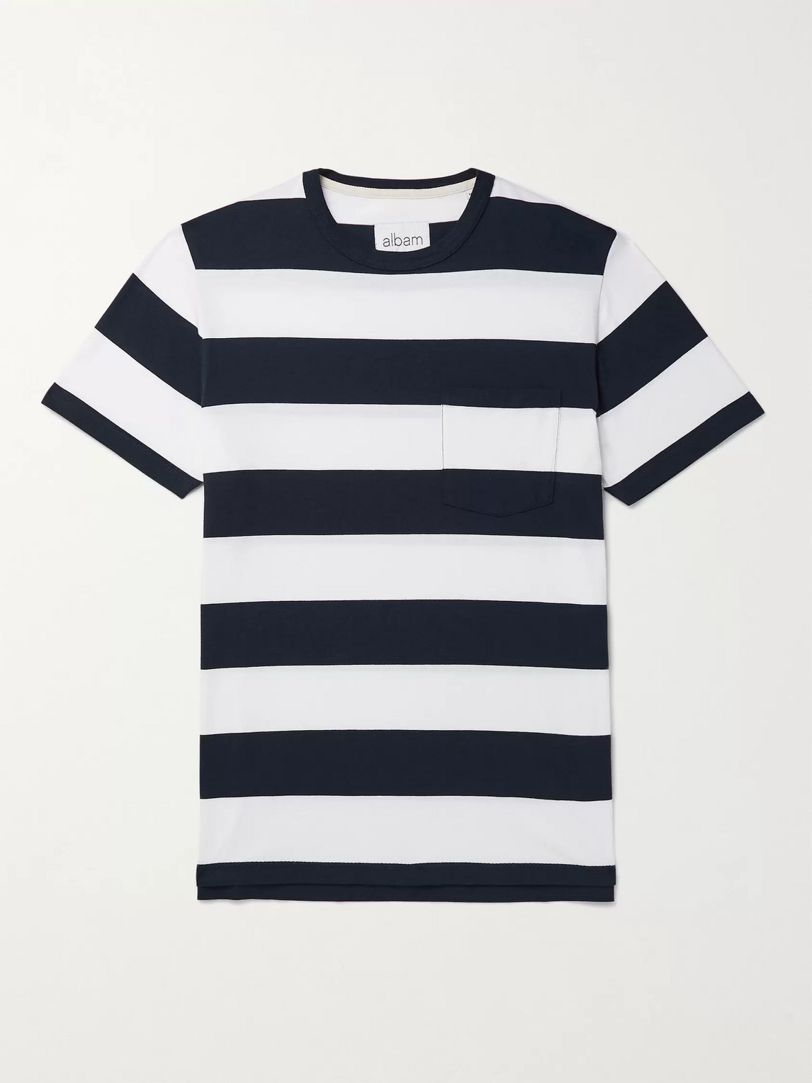 Albam Striped Cotton-jersey T-shirt In Blue