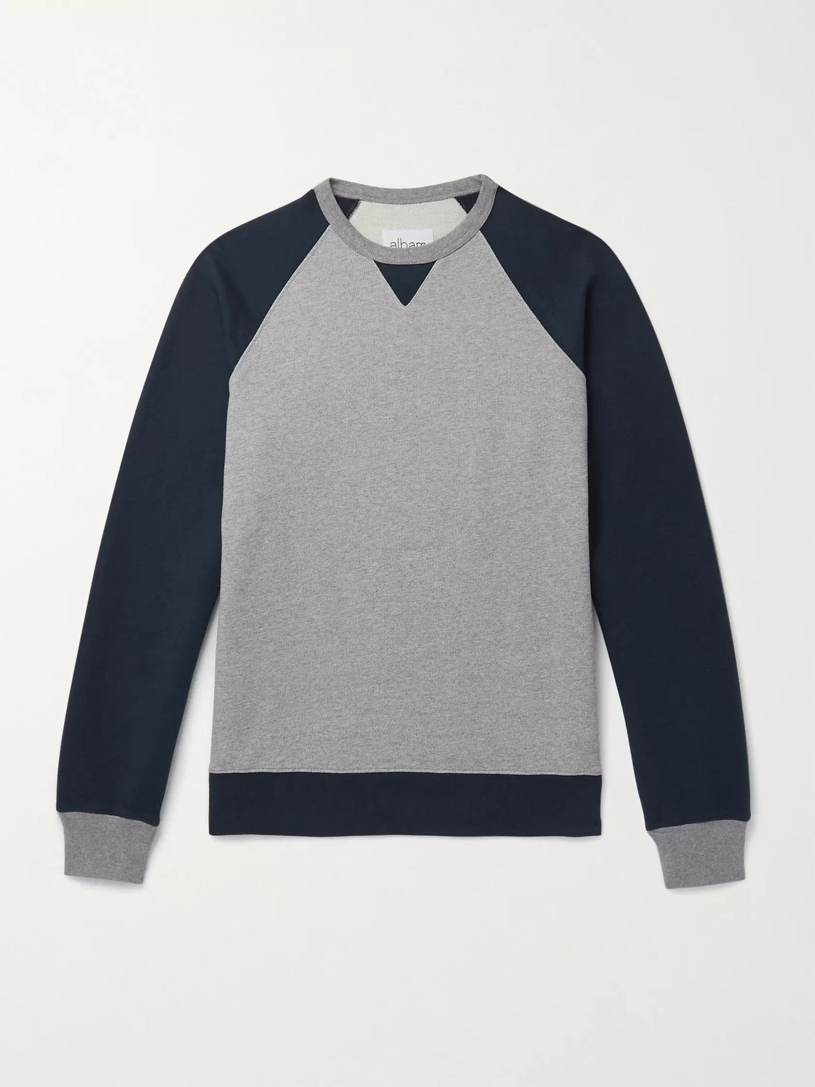 Albam Mélange Colour-block Loopback Cotton-jersey Sweatshirt In Gray