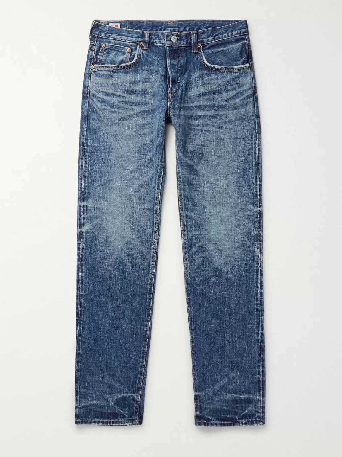 Edwin Slim-fit Tapered Distressed Selvedge Denim Jeans In Blue