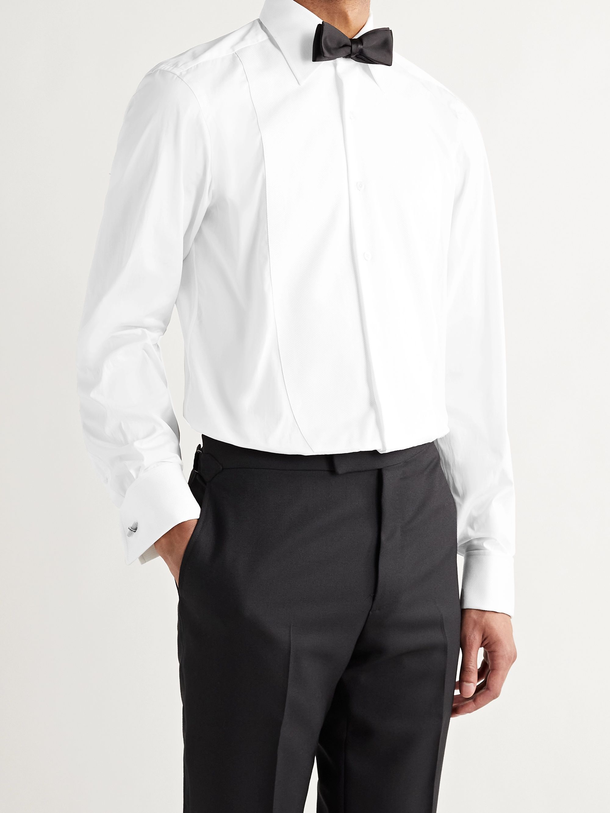 White White Slim-Fit Bib-Front Double-Cuff Cotton Tuxedo Shirt | TOM ...