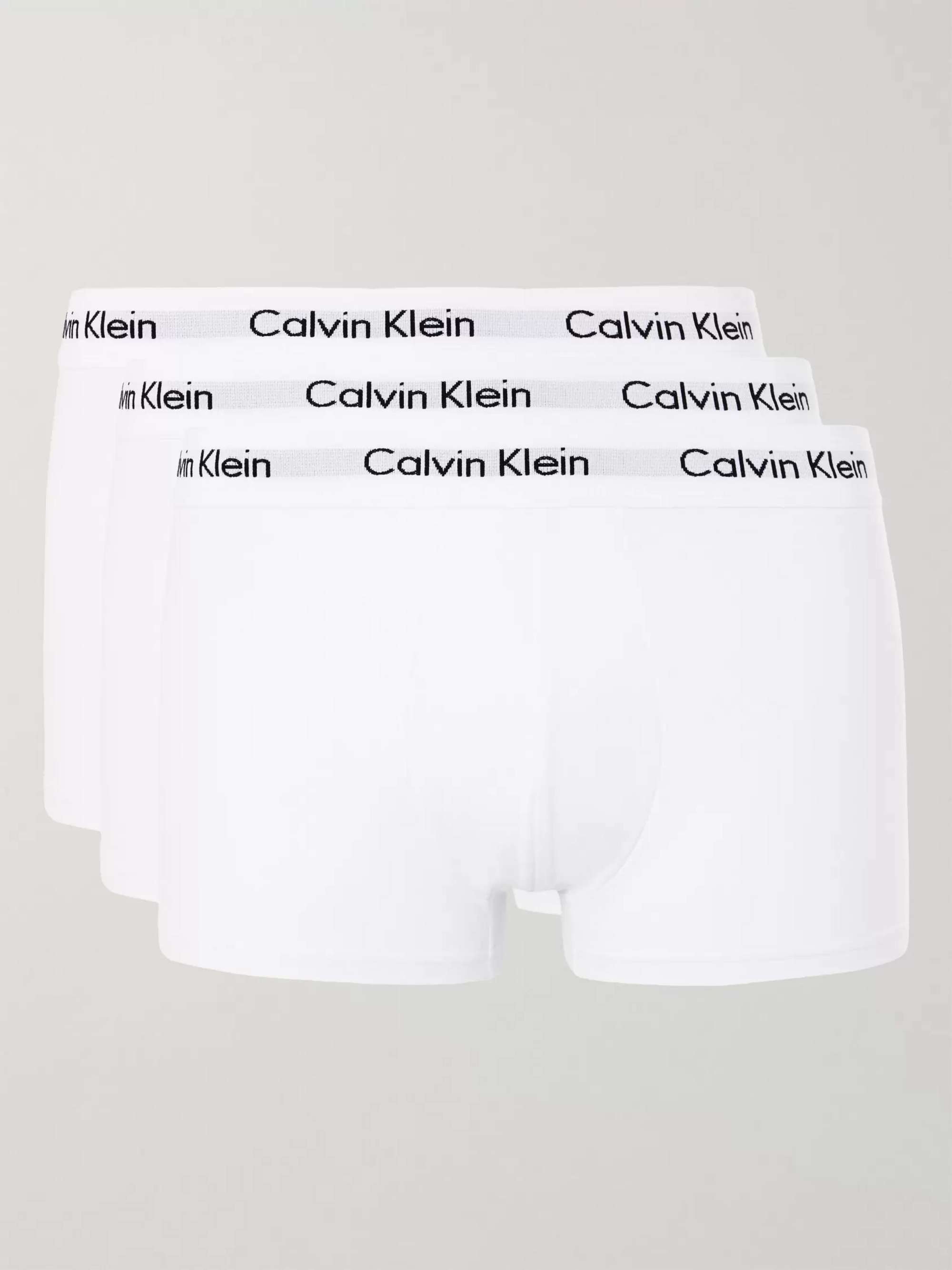 캘빈 클라인 Calvin Klein Three-Pack Low-Rise Stretch-Cotton Boxer Briefs,White