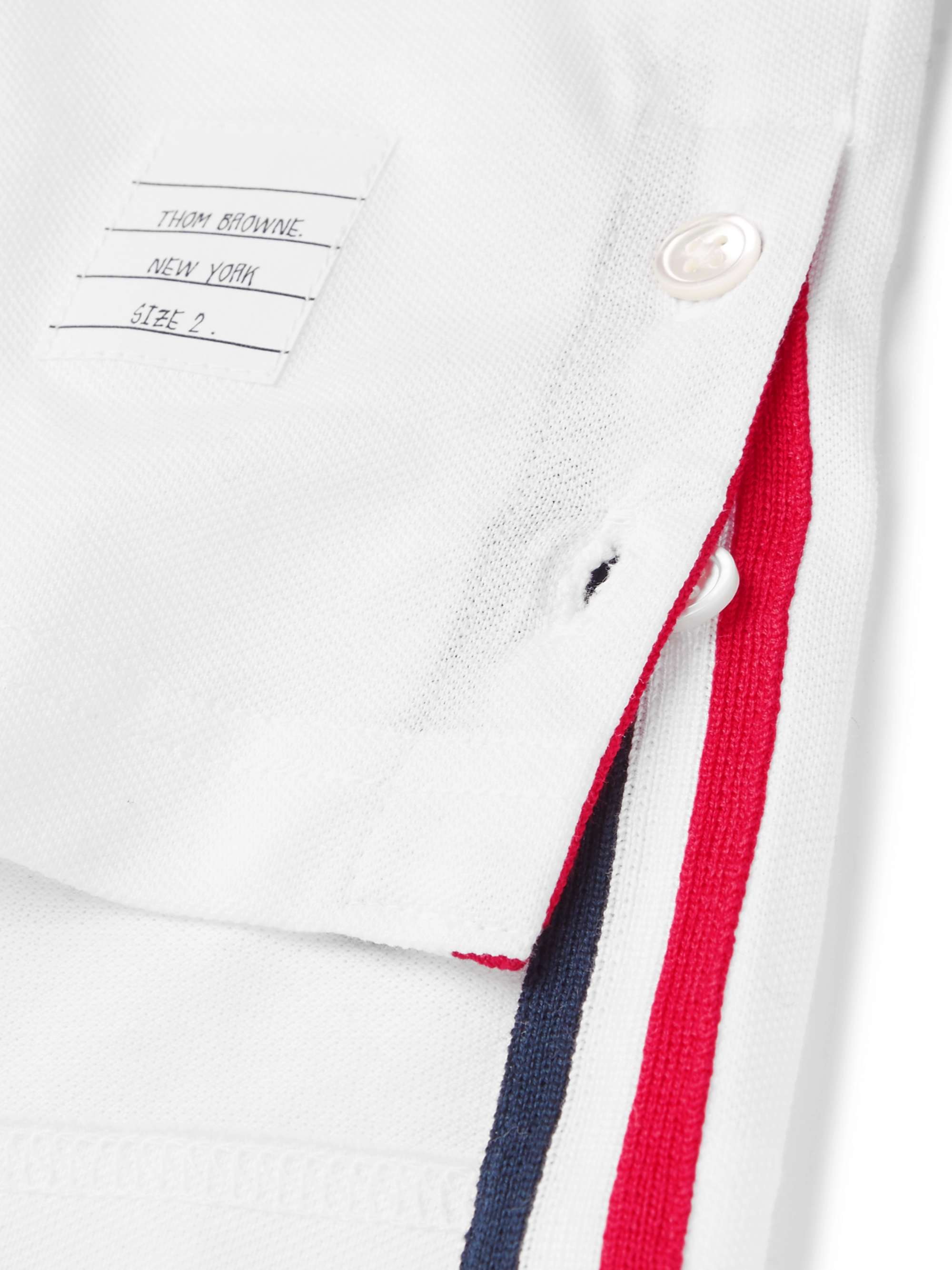 THOM BROWNE Mercerised Cotton-Piqué Polo Shirt