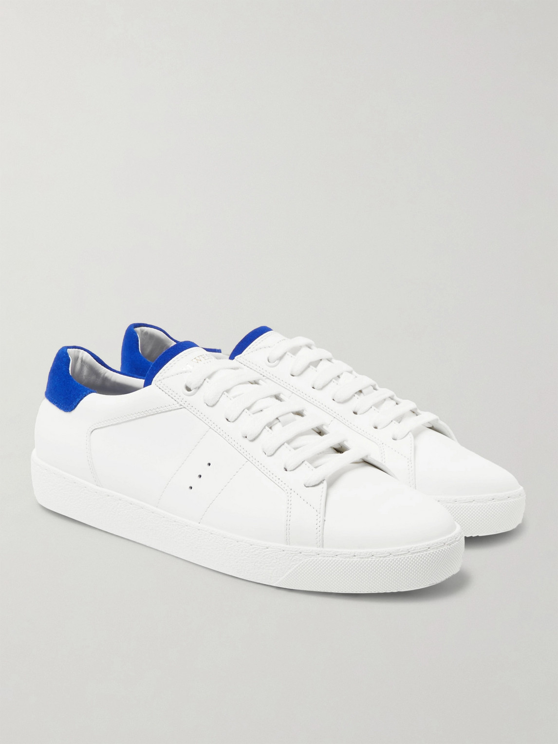 Jm Weston Suede-trimmed Leather Trainers In White