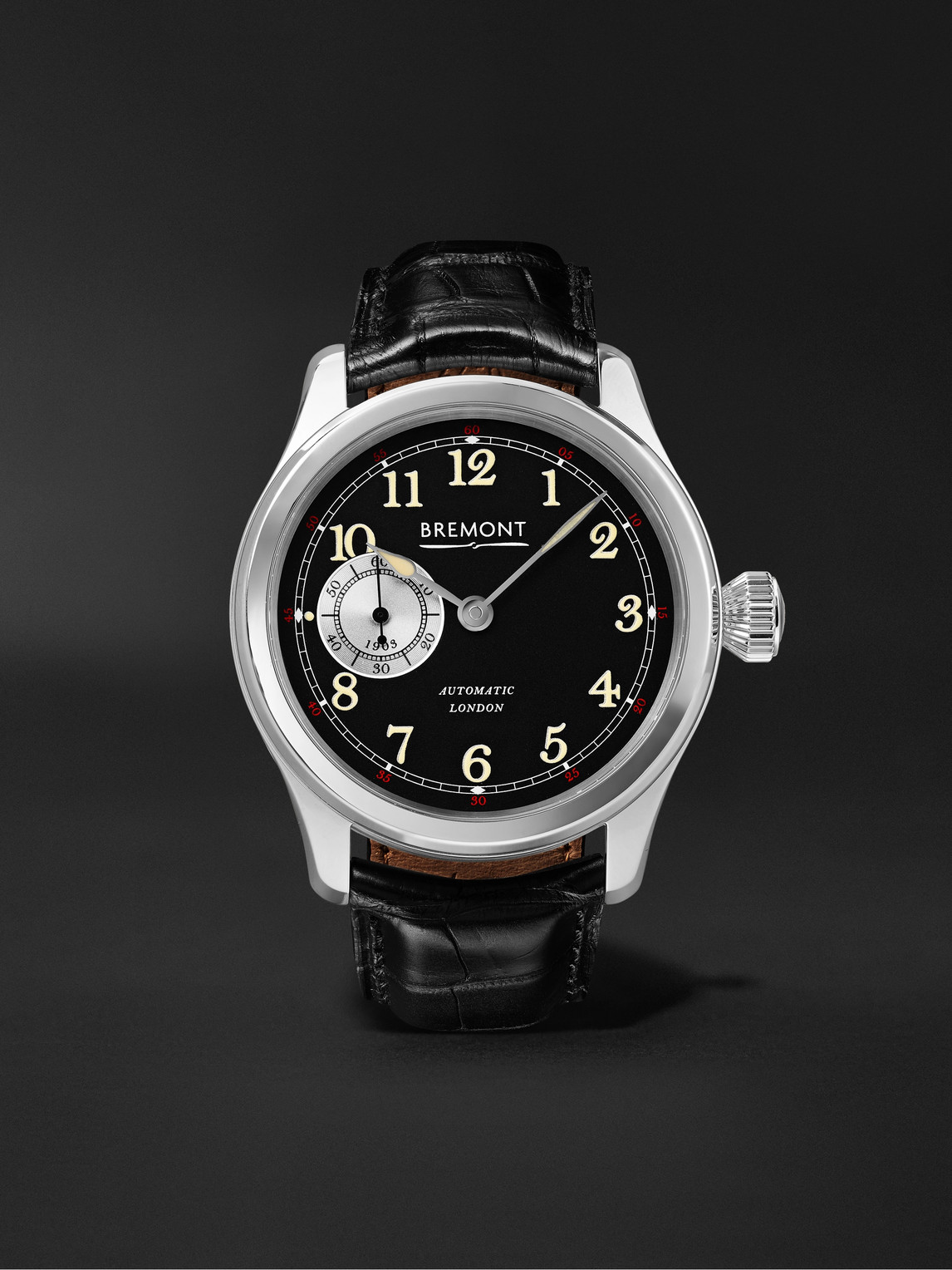 Bremont Wright Flyer Limited Edition Automatic 43mm Stainless Steel And Leather Watch, Ref. No. Wf-ss In Black