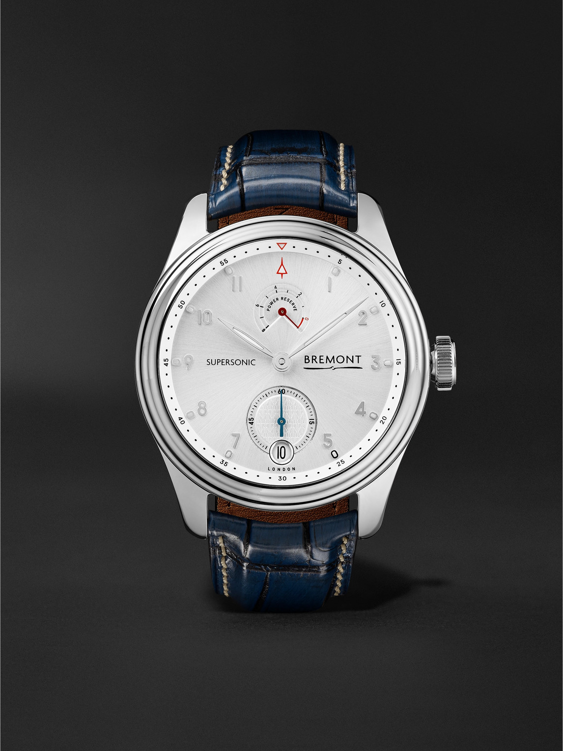 Bremont Supersonic Limited Edition Hand-wound 43mm White Gold And Alligator Watch, Ref. No. Supersonic/wg In Silver
