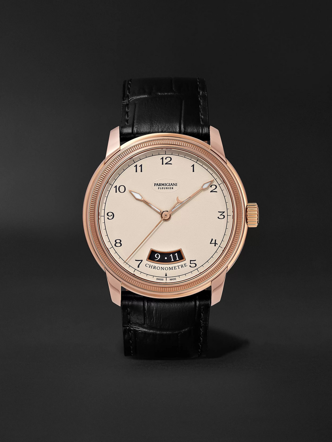 Parmigiani Fleurier Toric Automatic Chronometer 40.8mm Rose Gold And Alligator Watch In White