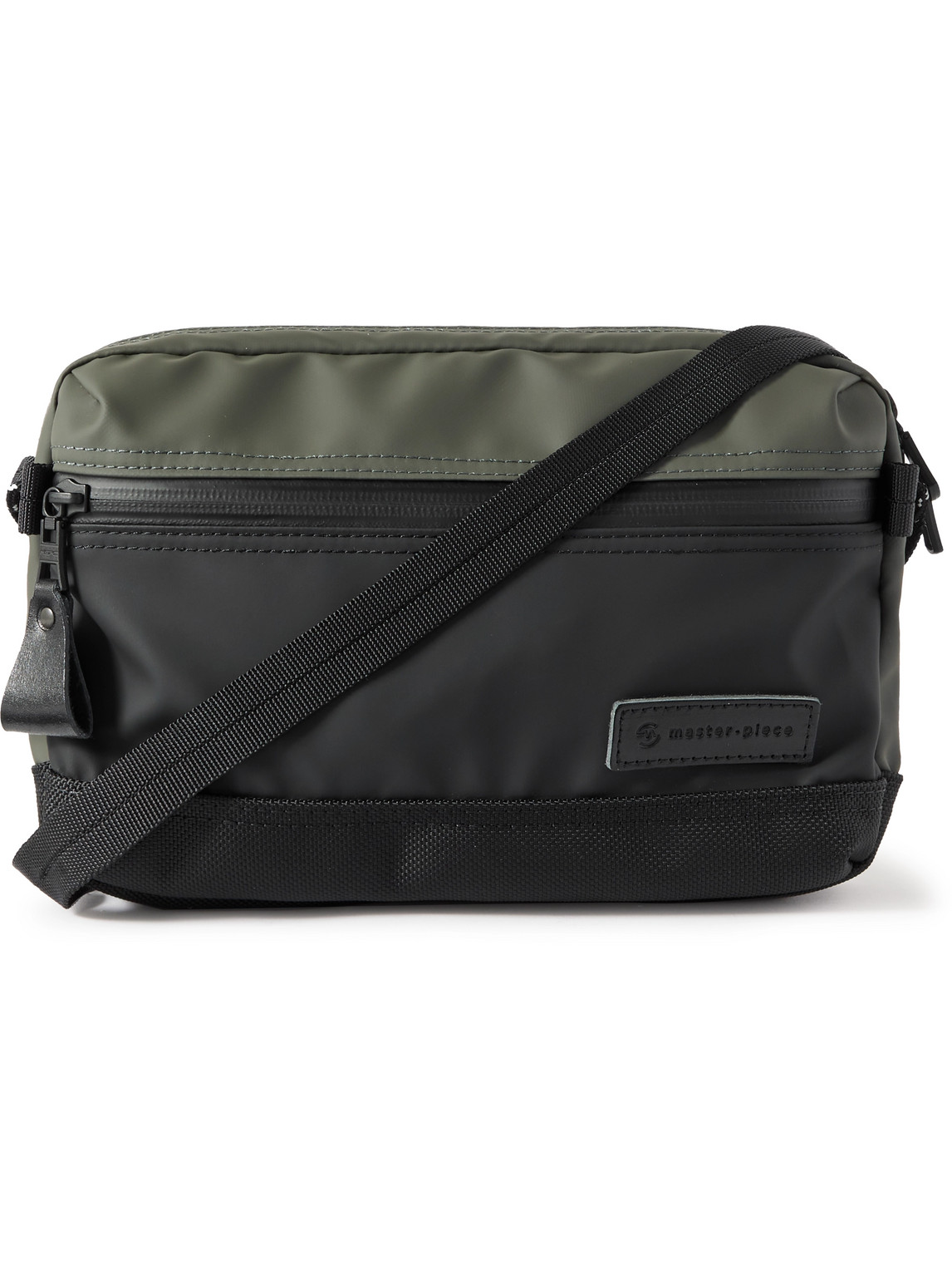 Master-piece Slick Canvas And Leather-trimmed Cordura Messenger Bag In Gray