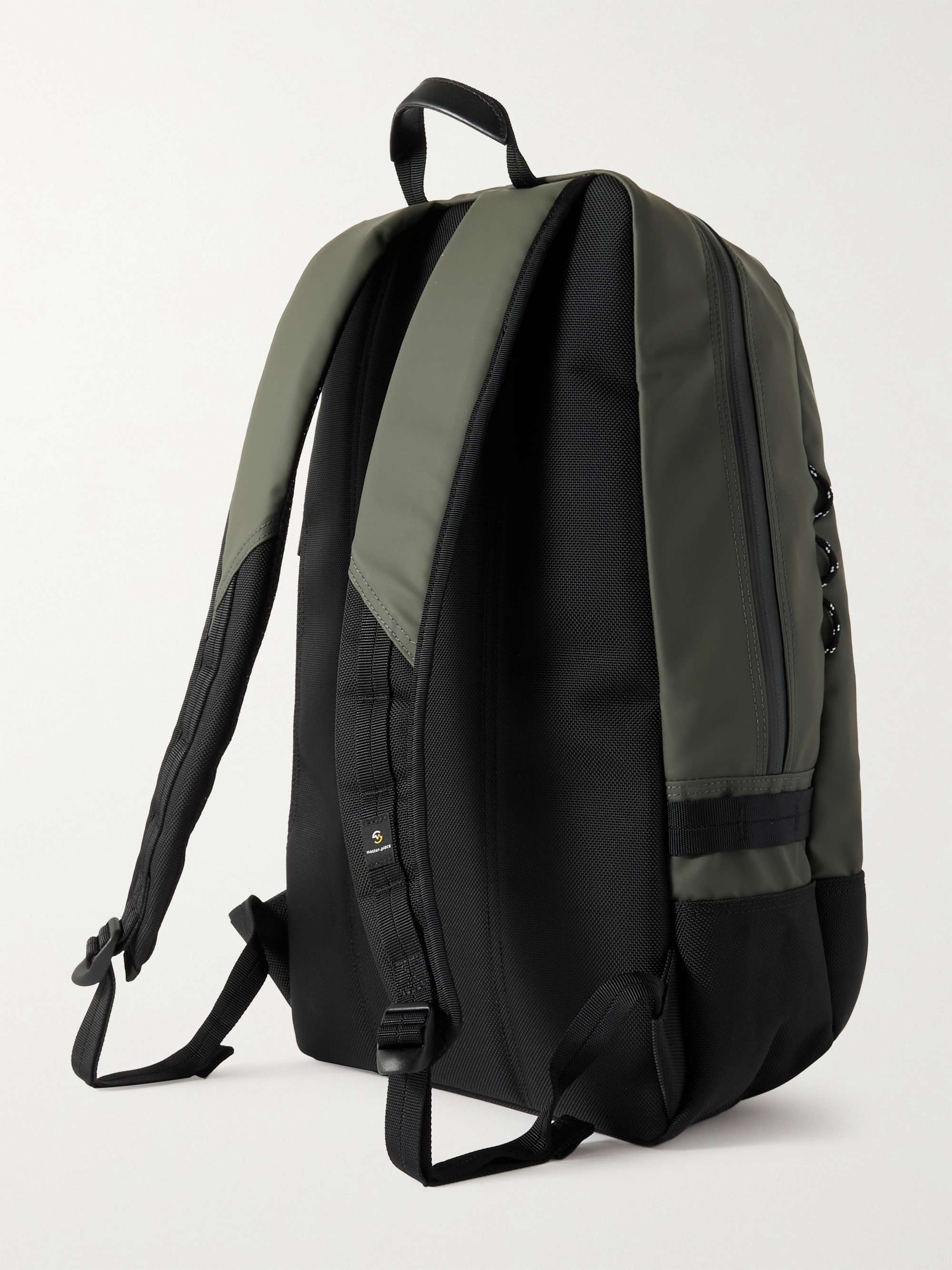 MASTER-PIECE Slick Large Canvas and Leather-Trimmed CORDURA Backpack