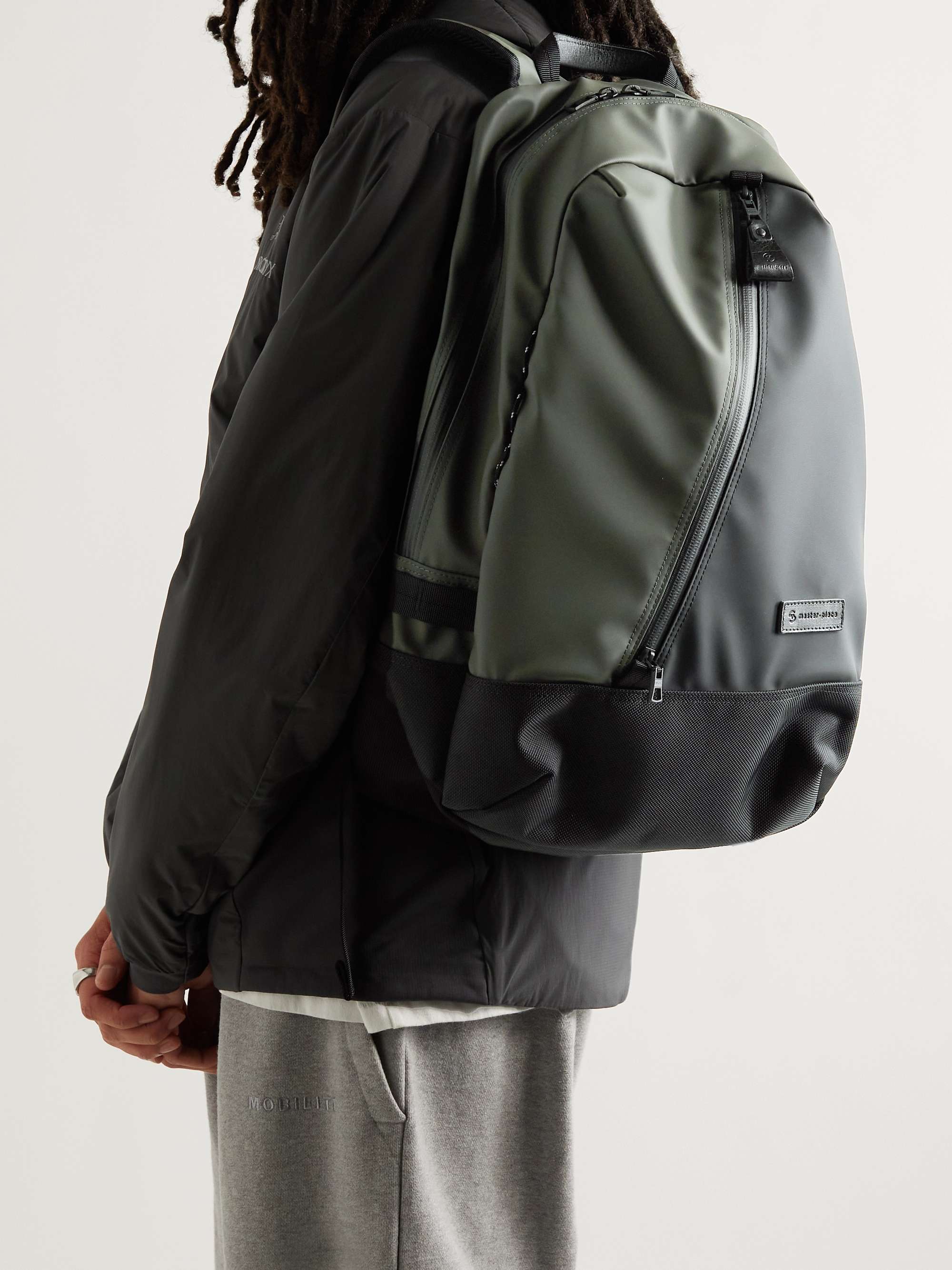 MASTER-PIECE Slick Large Canvas and Leather-Trimmed CORDURA Backpack