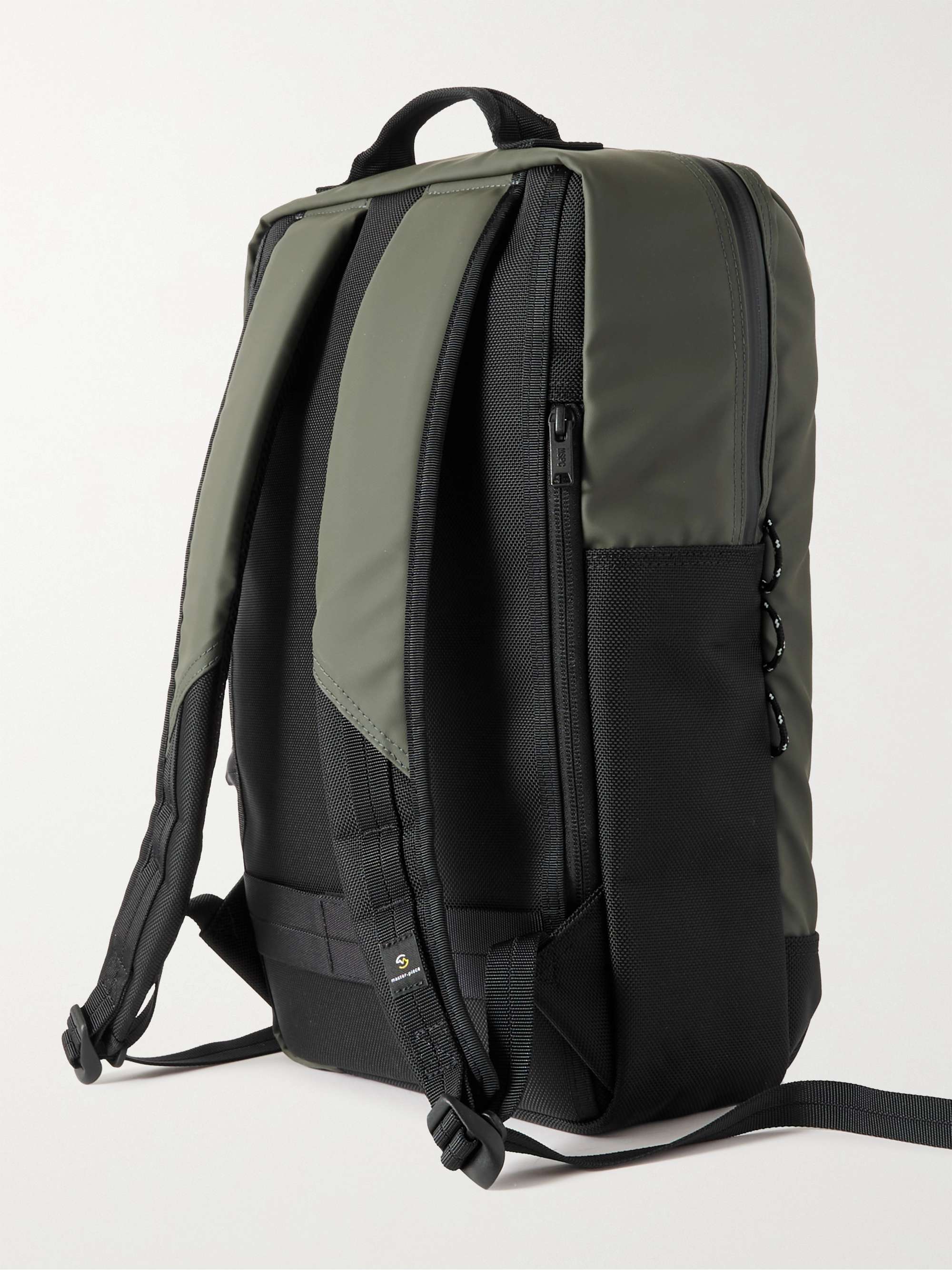 MASTER-PIECE Slick Medium Canvas and Leather-Trimmed CORDURA Backpack