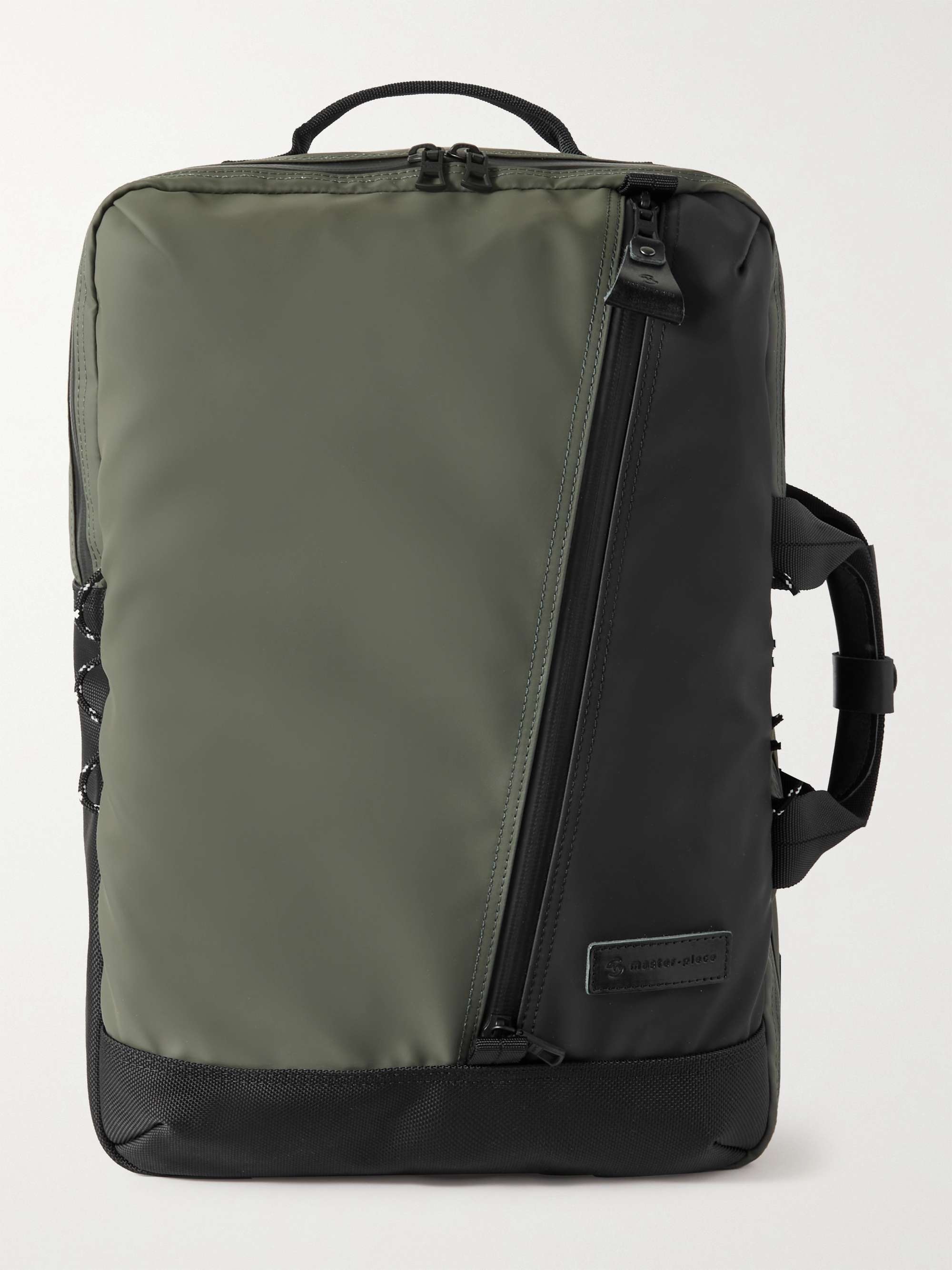 MASTER-PIECE Slick Medium Canvas and Leather-Trimmed CORDURA Backpack
