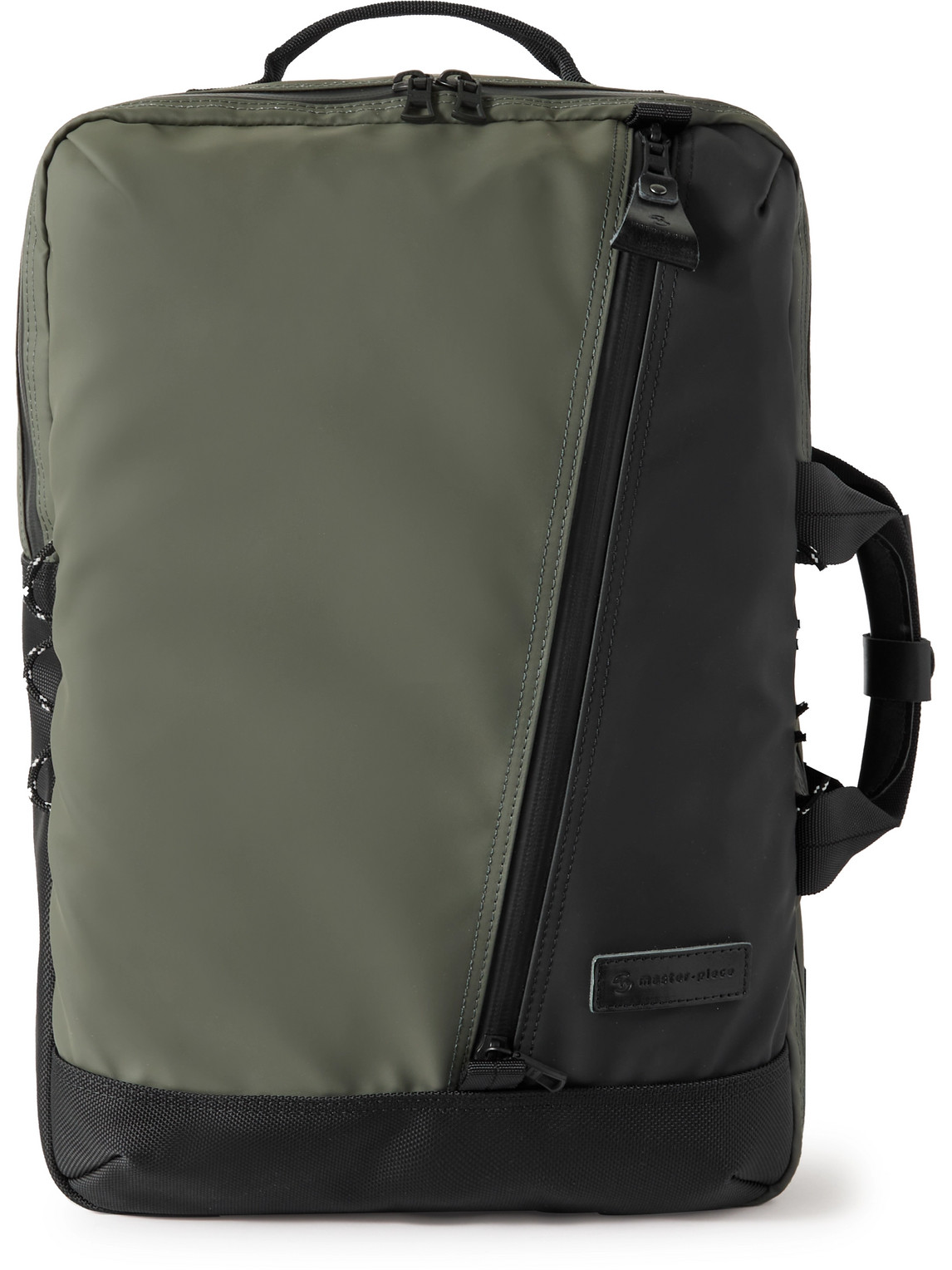 Master-piece Slick Medium Canvas And Leather-trimmed Cordura Backpack In Gray
