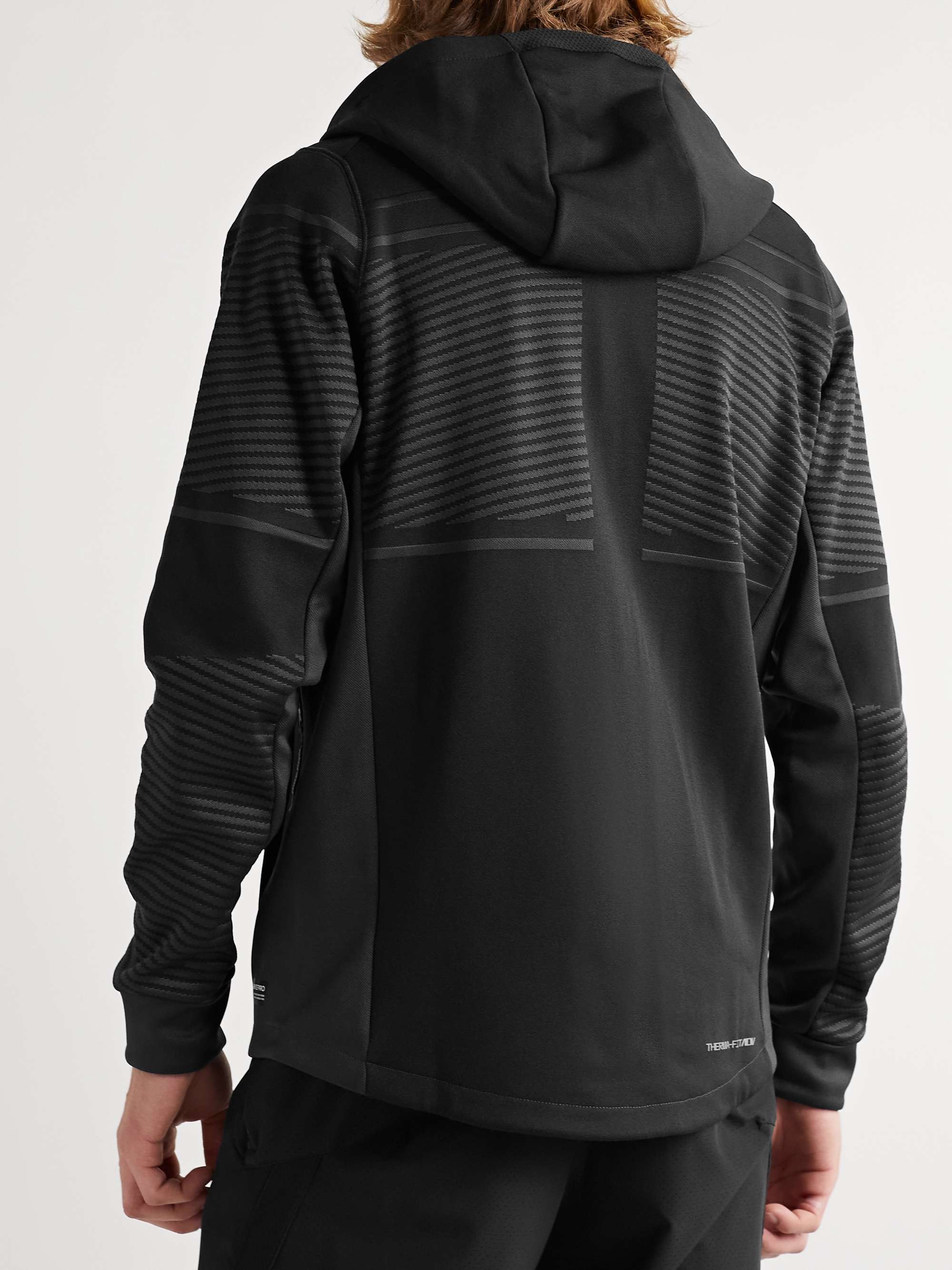 NIKE TRAINING Pro Striped Two-Tone Therma-FIT Zip-Up Hoodie