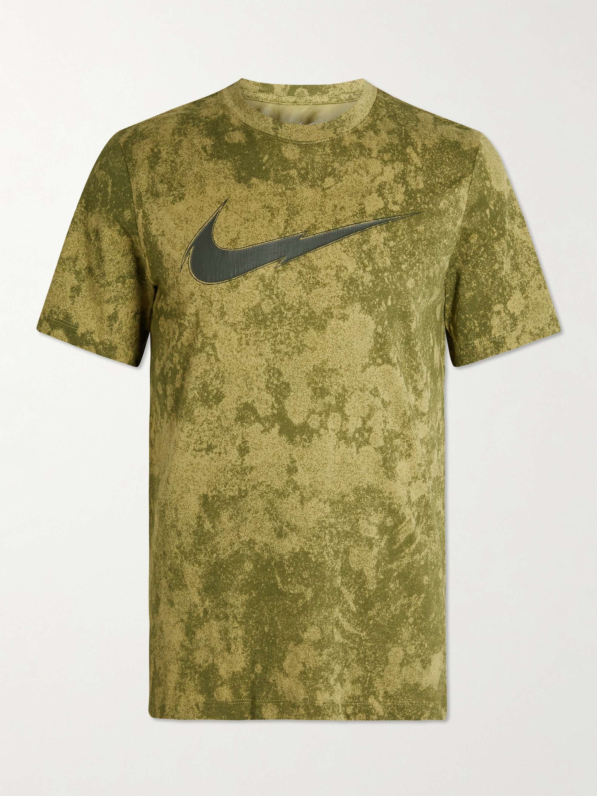 NIKE TRAINING Logo-Print Tie-Dyed Dri-FIT Cotton-Blend Jersey T-Shirt