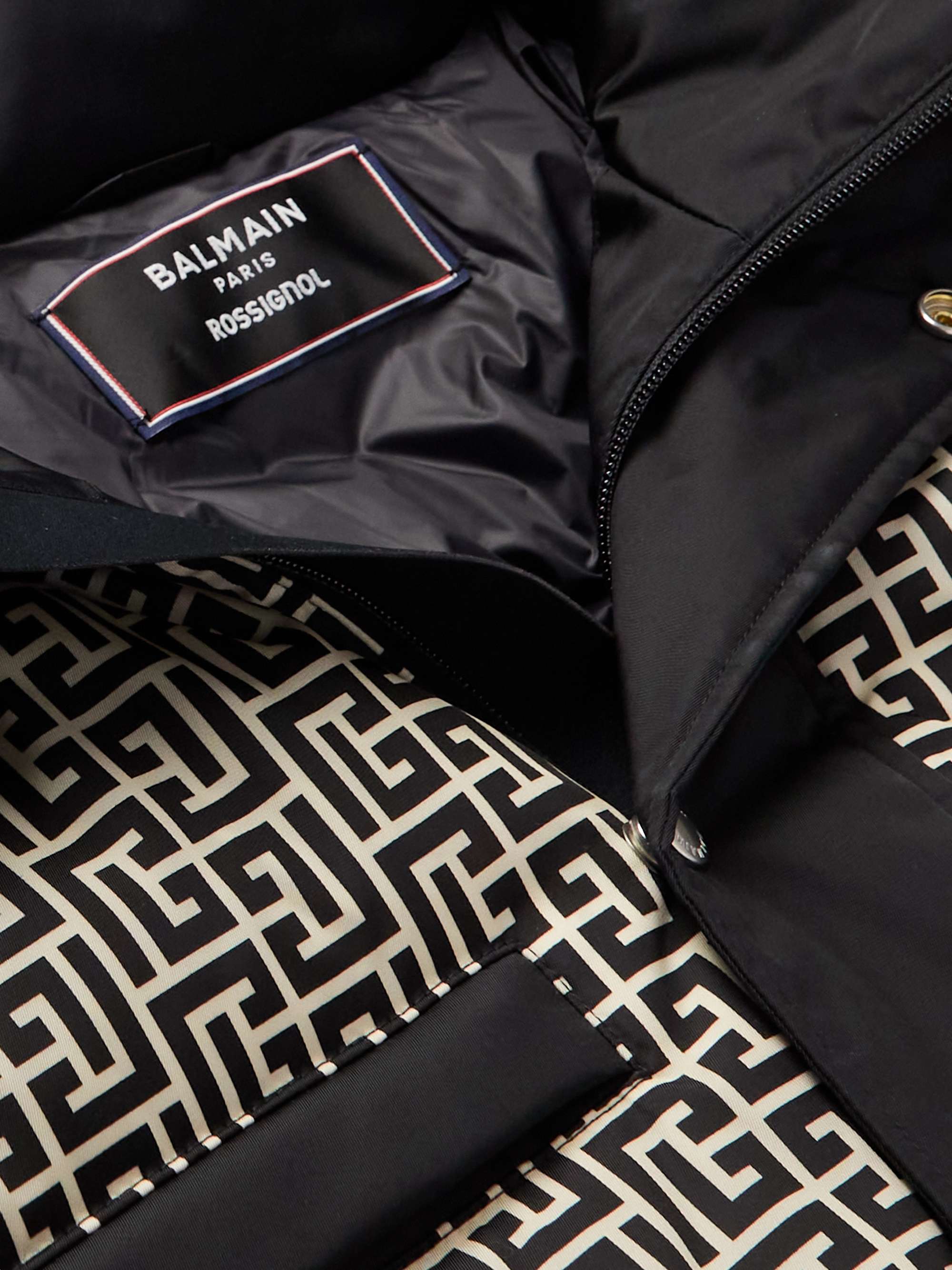 BALMAIN + Rossignol Panelled Logo-Print Hooded Down Ski Jacket