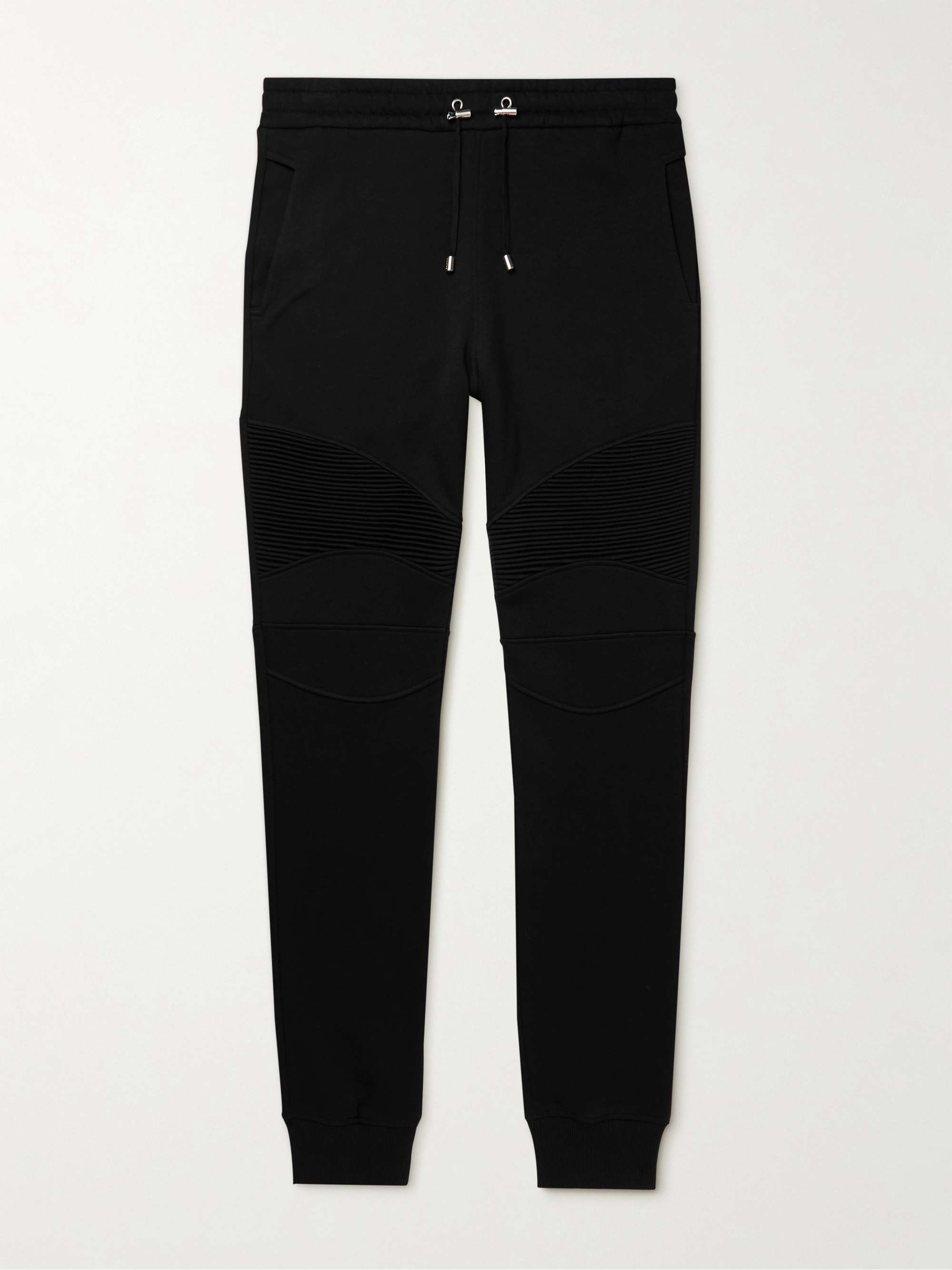 BALMAIN Skinny-Fit Panelled Cotton-Jersey Sweatpants