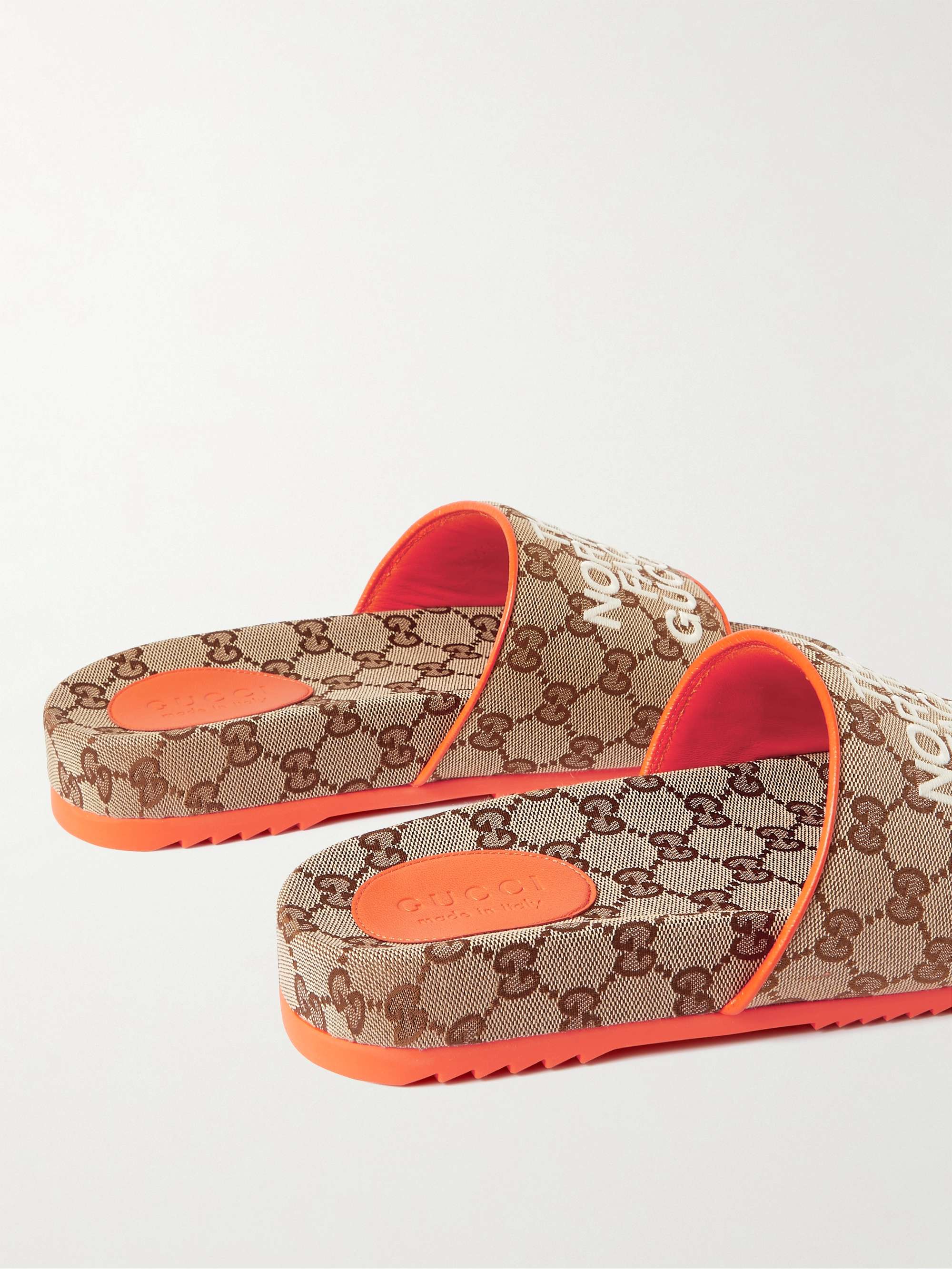 GUCCI + The North Face Sideline Logo-Embroidered Monogrammed Canvas Slides
