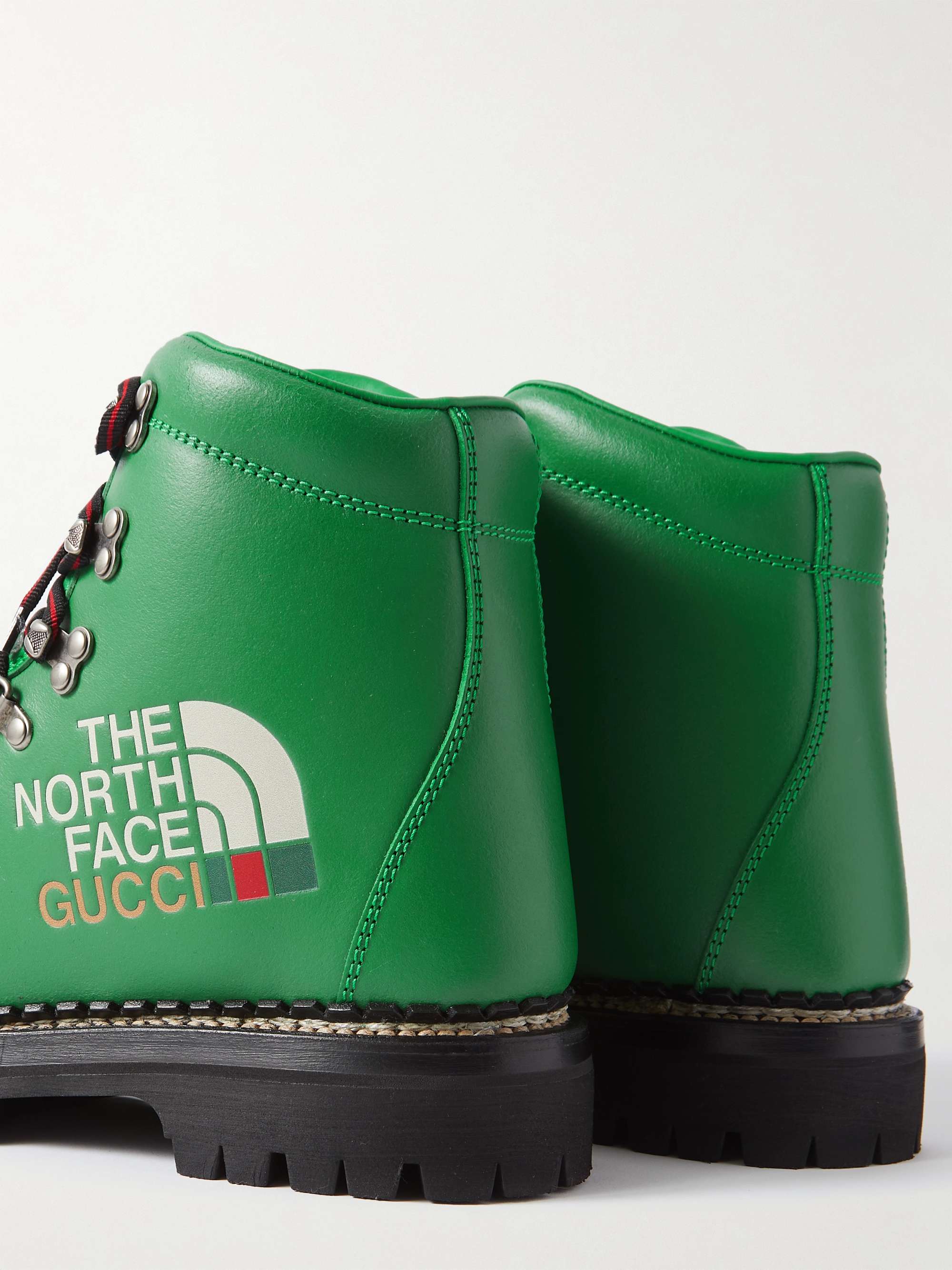 GUCCI + The North Face Logo-Print Leather Boots