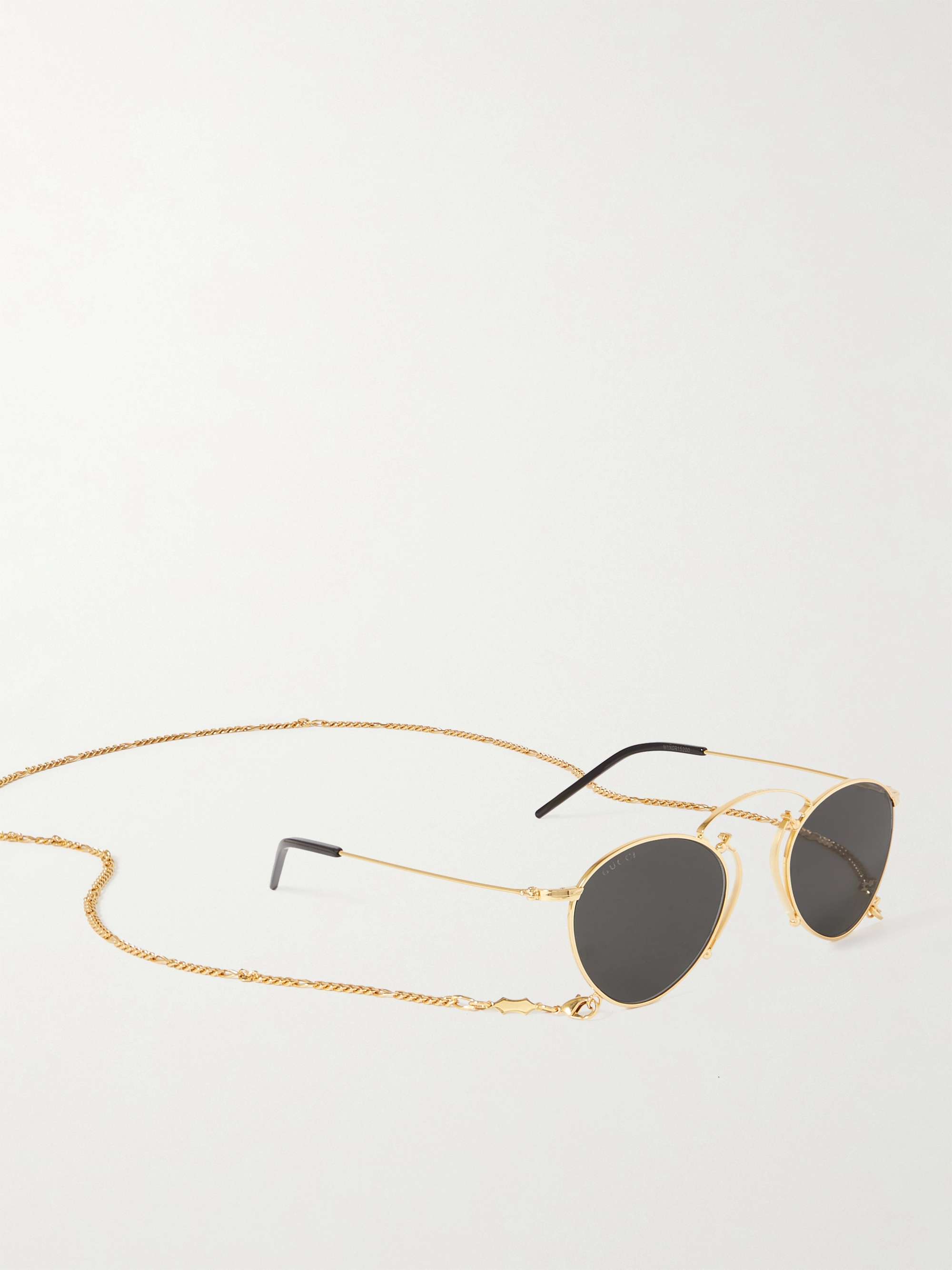 GUCCI EYEWEAR Round-Frame Gold-Tone Sunglasses