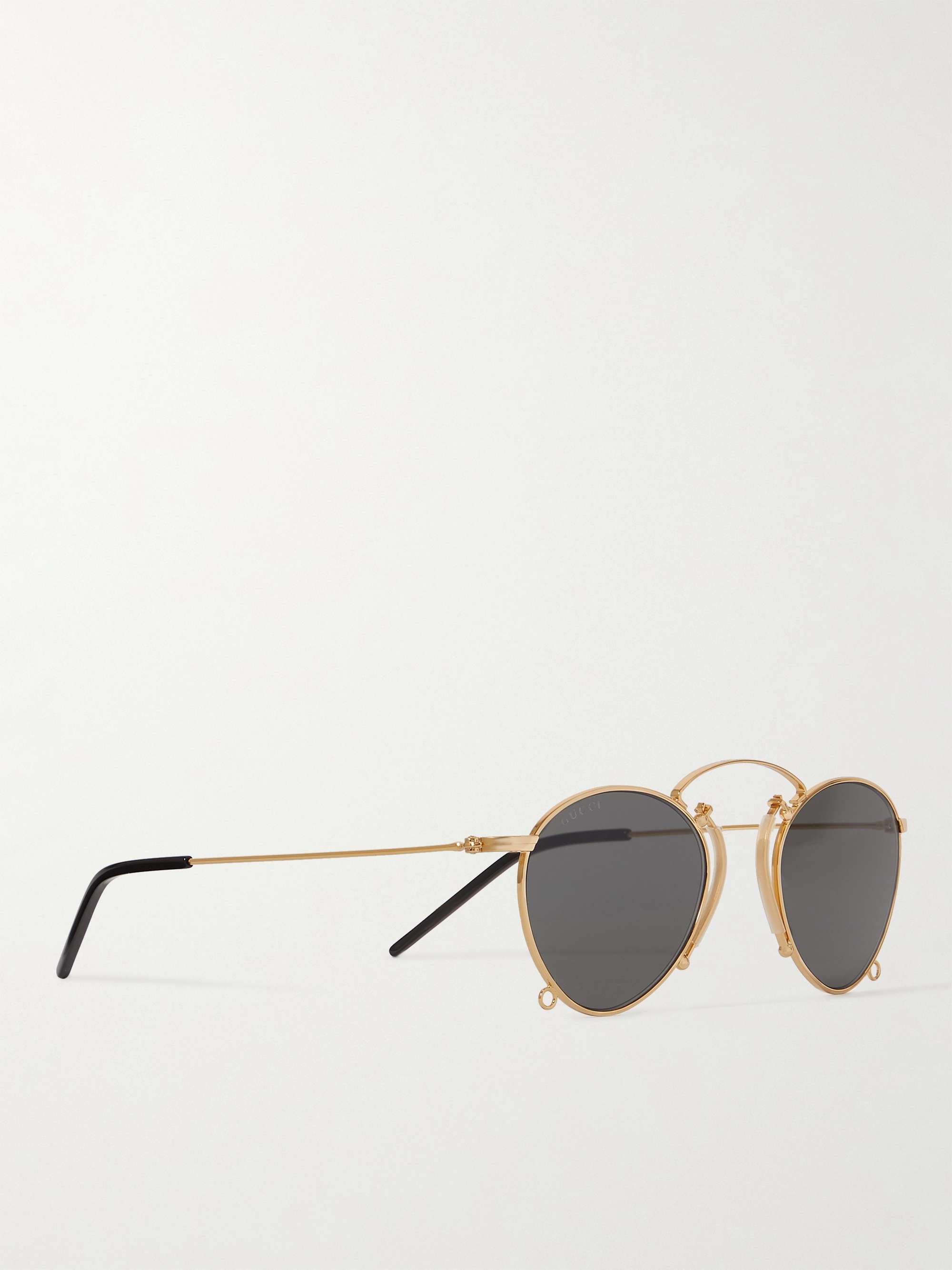 GUCCI EYEWEAR Round-Frame Gold-Tone Sunglasses
