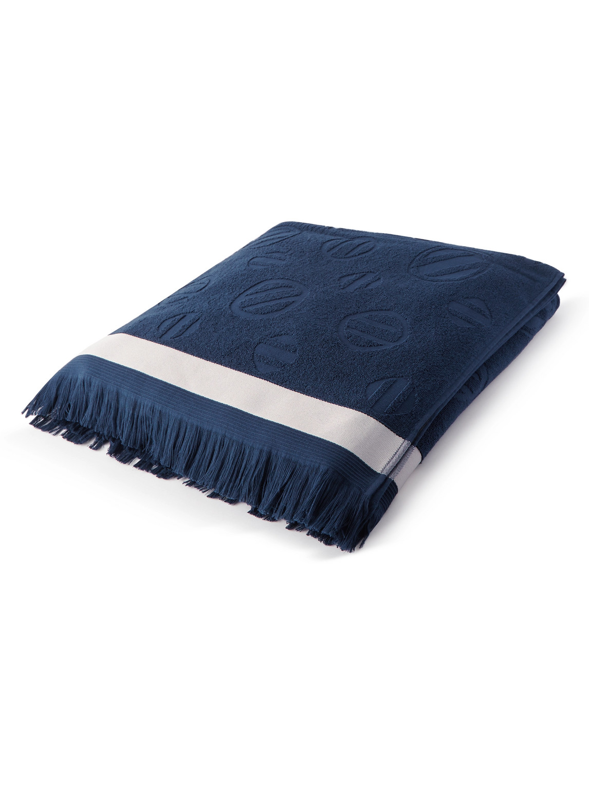 Ermenegildo Zegna Logo-jacquard Cotton Beach Towel In Blue