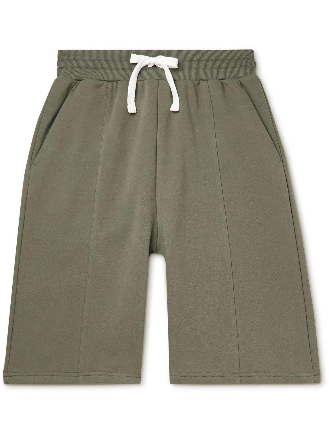 Wide-Leg Cotton-Blend Jersey Drawstring Shorts