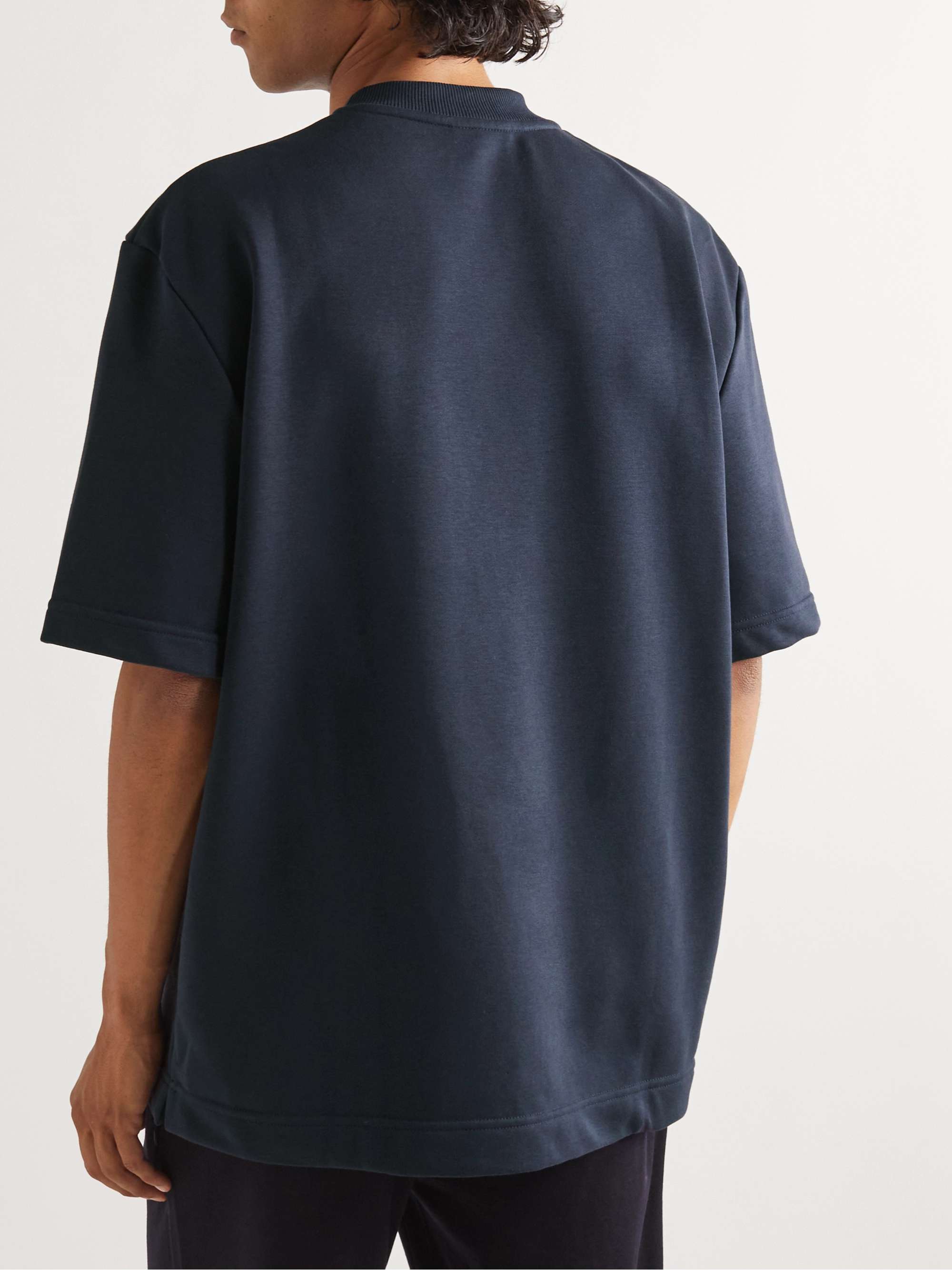 ERMENEGILDO ZEGNA Logo-Embroidered Cotton-Blend Jersey T-Shirt