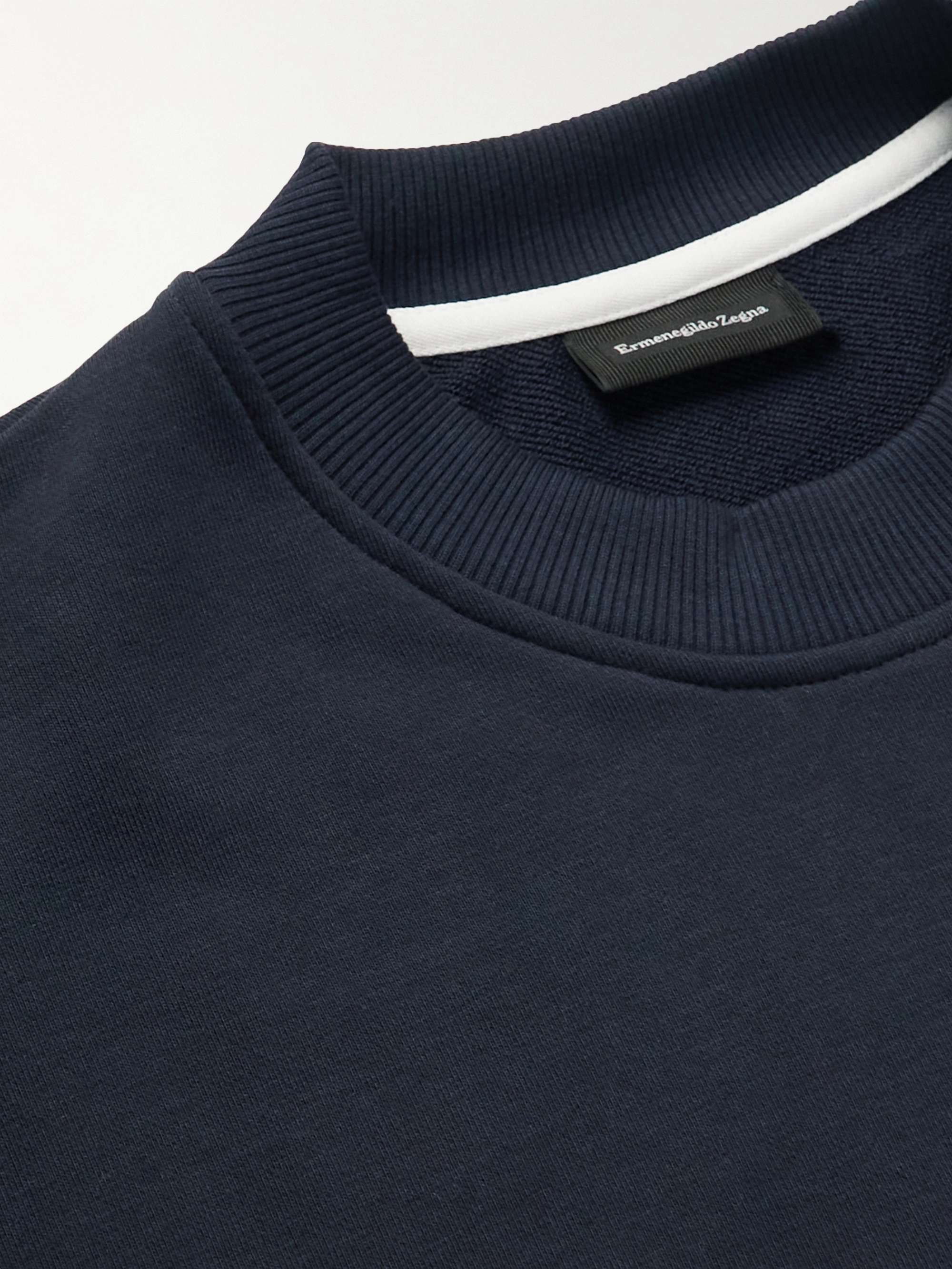 ERMENEGILDO ZEGNA Logo-Embroidered Cotton-Blend Jersey T-Shirt
