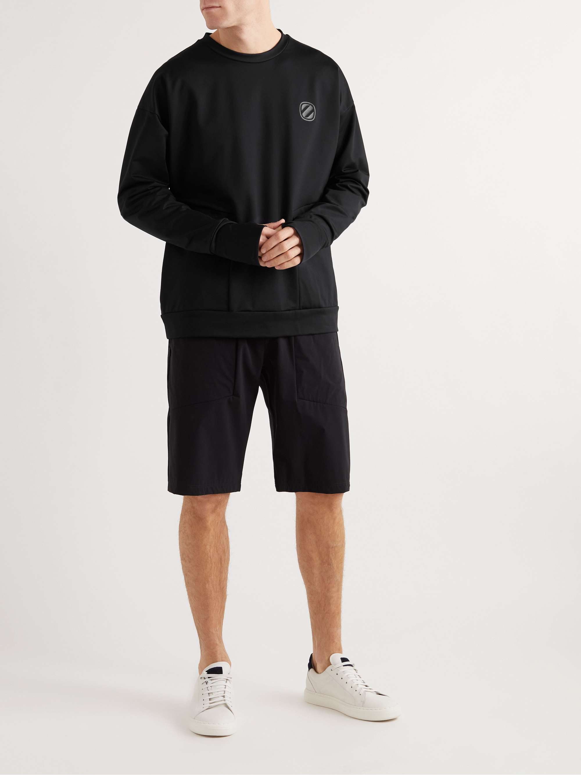 ZEGNA Oversized Logo-Print Stretch Modal and Cotton-Blend Jersey Sweatshirt
