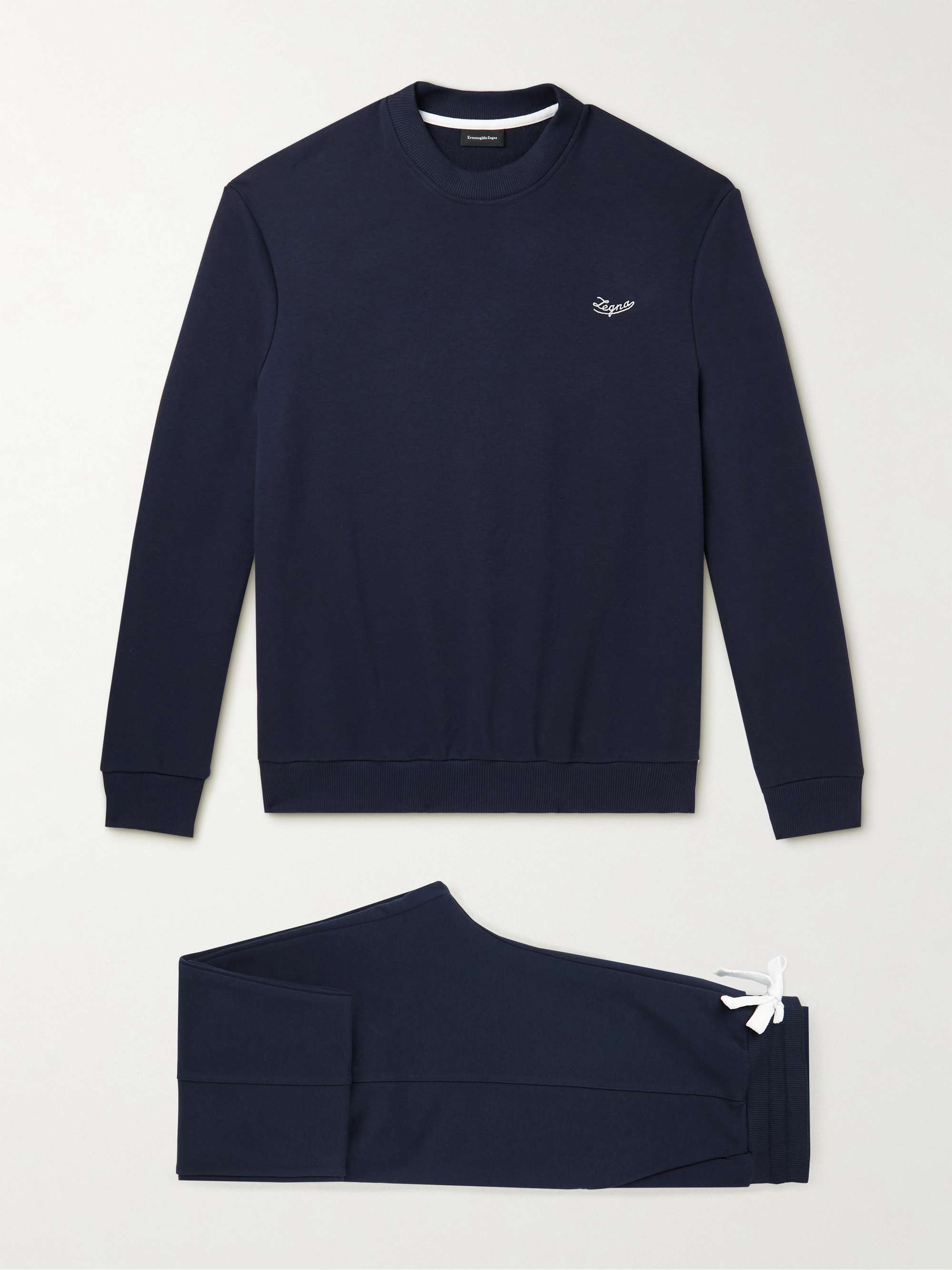 ZEGNA Logo-Embroidered Cotton-Blend Jersey Sweatshirt and Track Pants Set