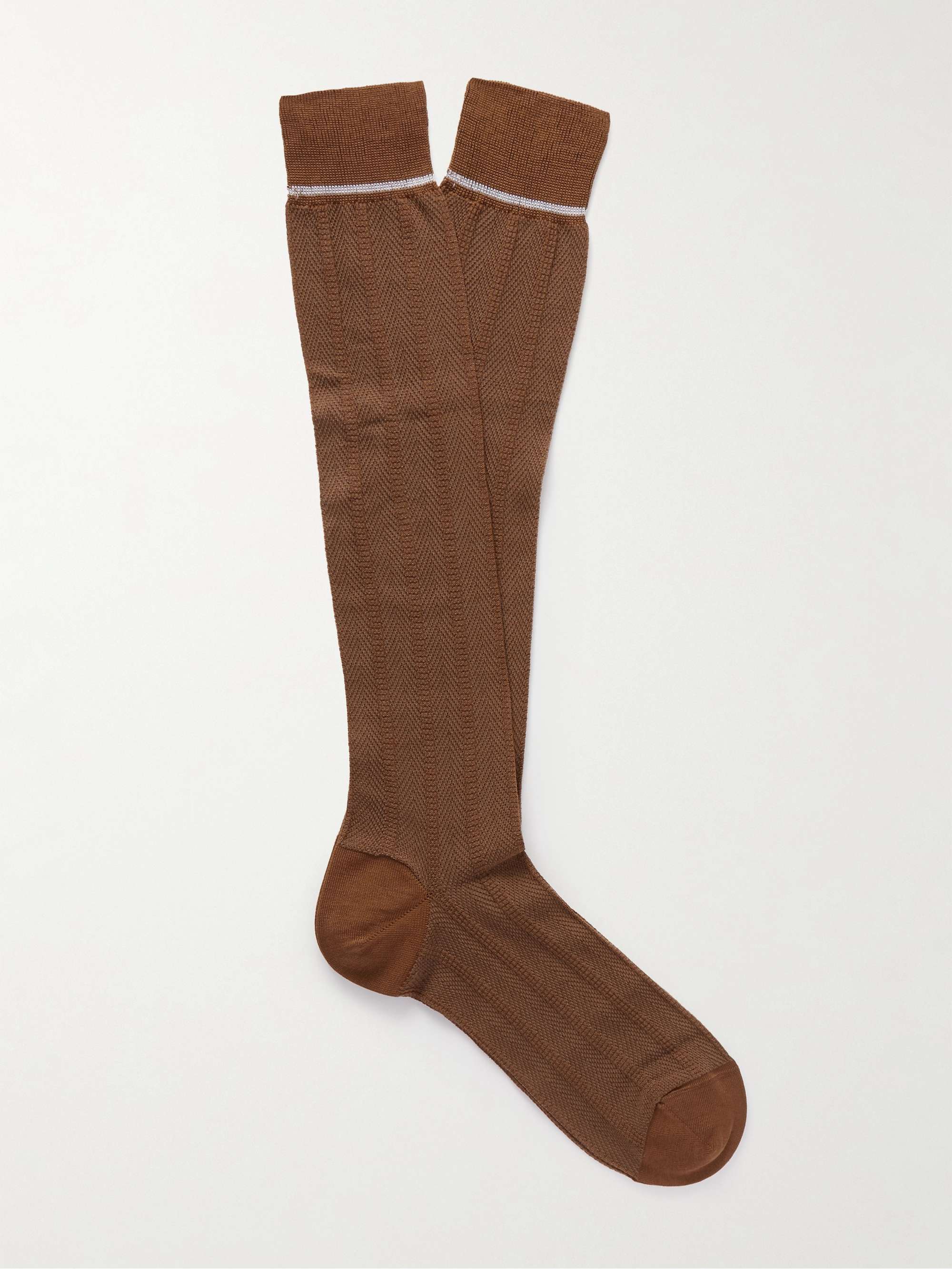 ZEGNA Jacquard-Knit Cotton-Blend Socks