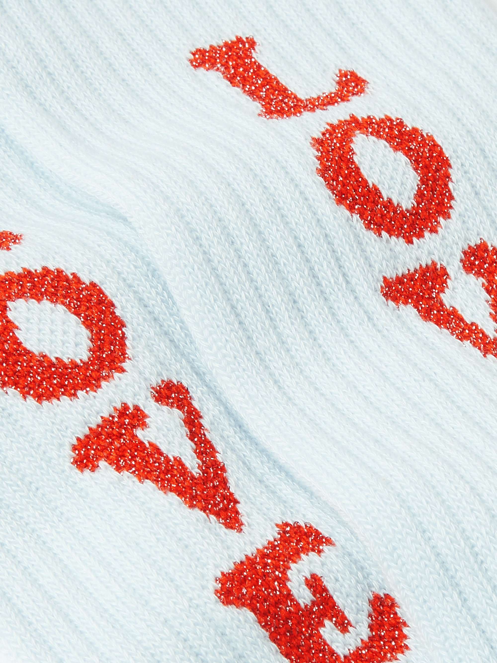 ROSTERSOX Love Metallic Intarsia Cotton-Blend Socks