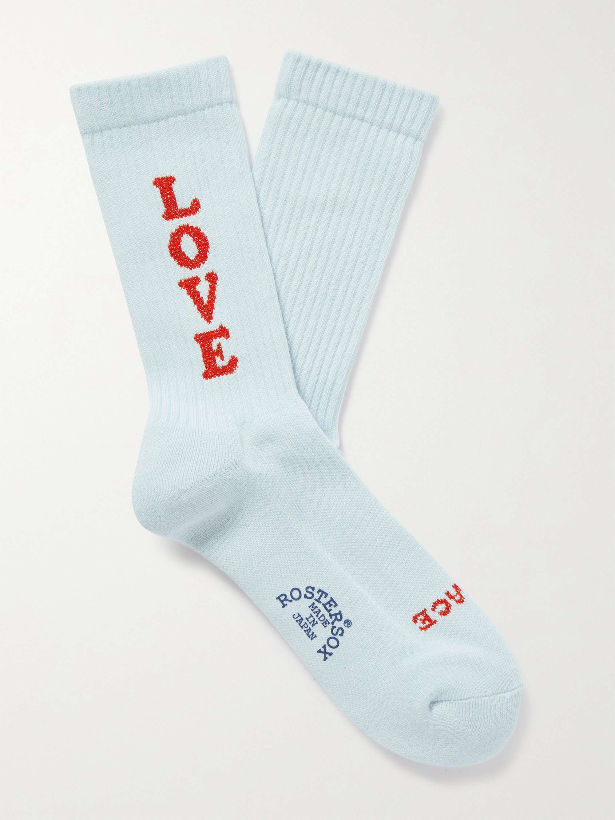 ROSTERSOX Love Metallic Intarsia Cotton-Blend Socks