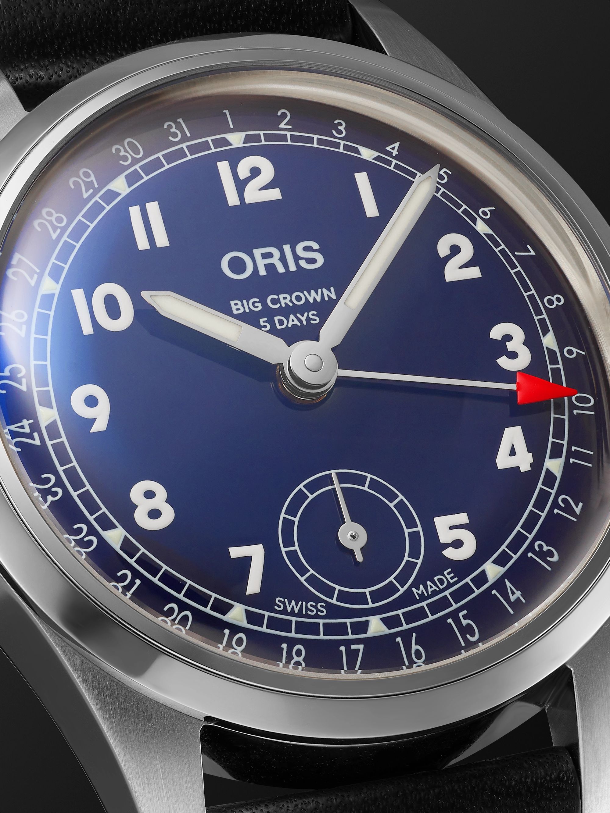 ORIS Big Crown Pointer Date Automatic 38mm Stainless Steel and Leather Watch, Ref. No. 01 403 7776 4065-07 5 19 11
