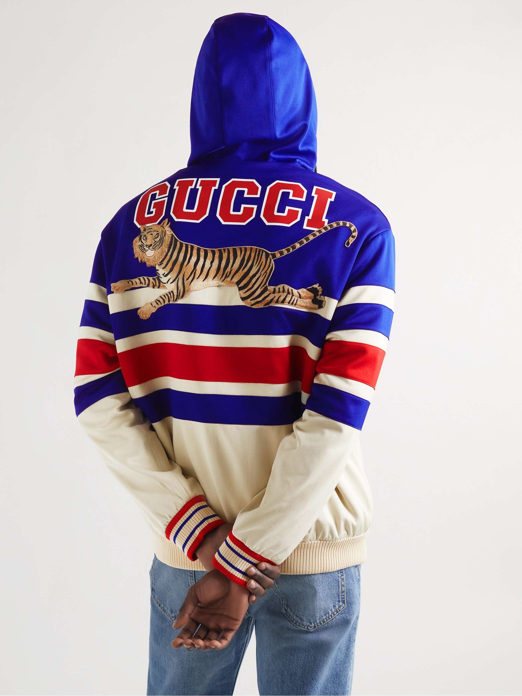 GUCCI Embellished Tech-Jersey Zip-Up Hoodie