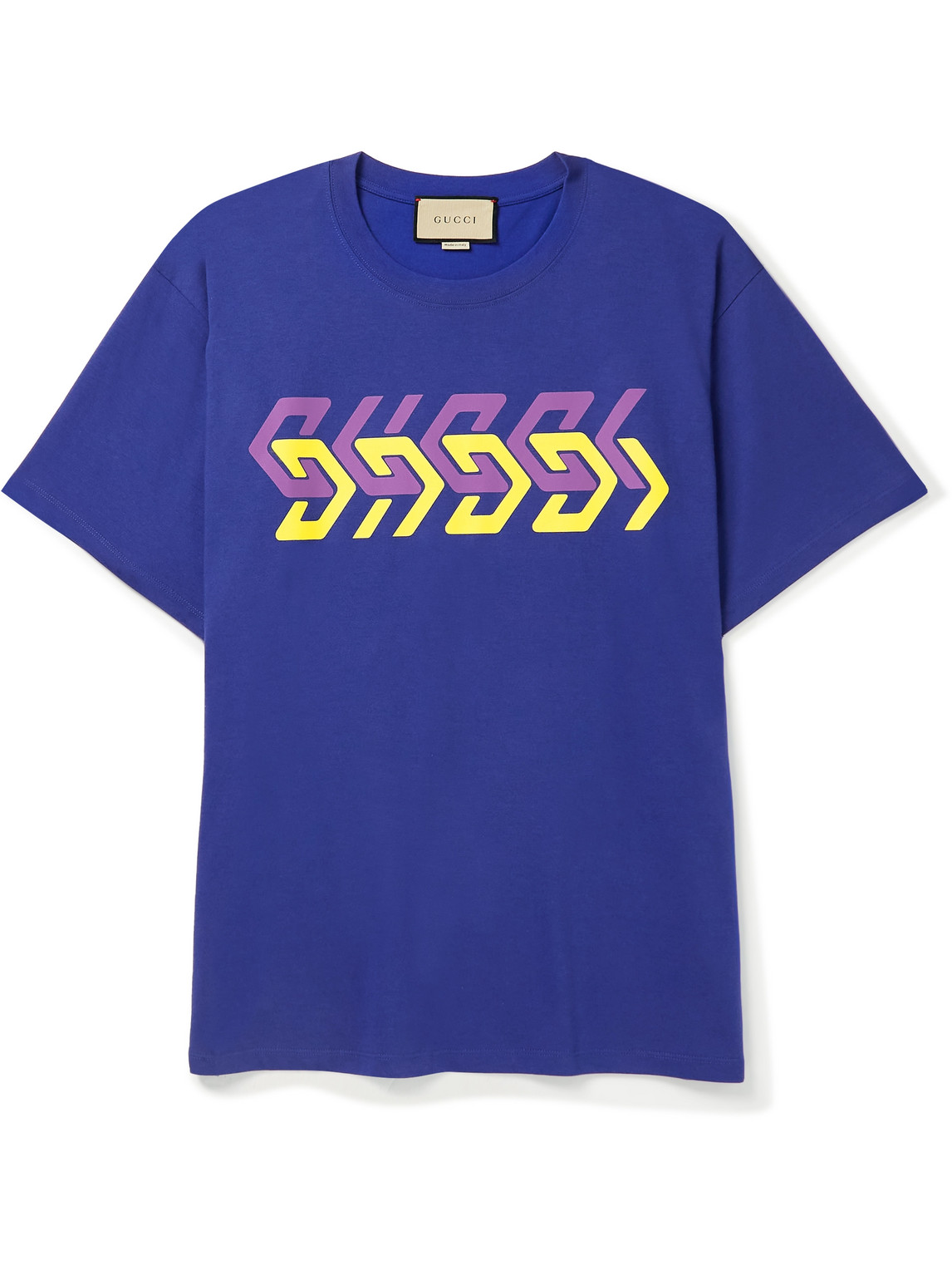 GUCCI - Logo-Print Cotton-Jersey T-Shirt - Men - Blue - XS for Men