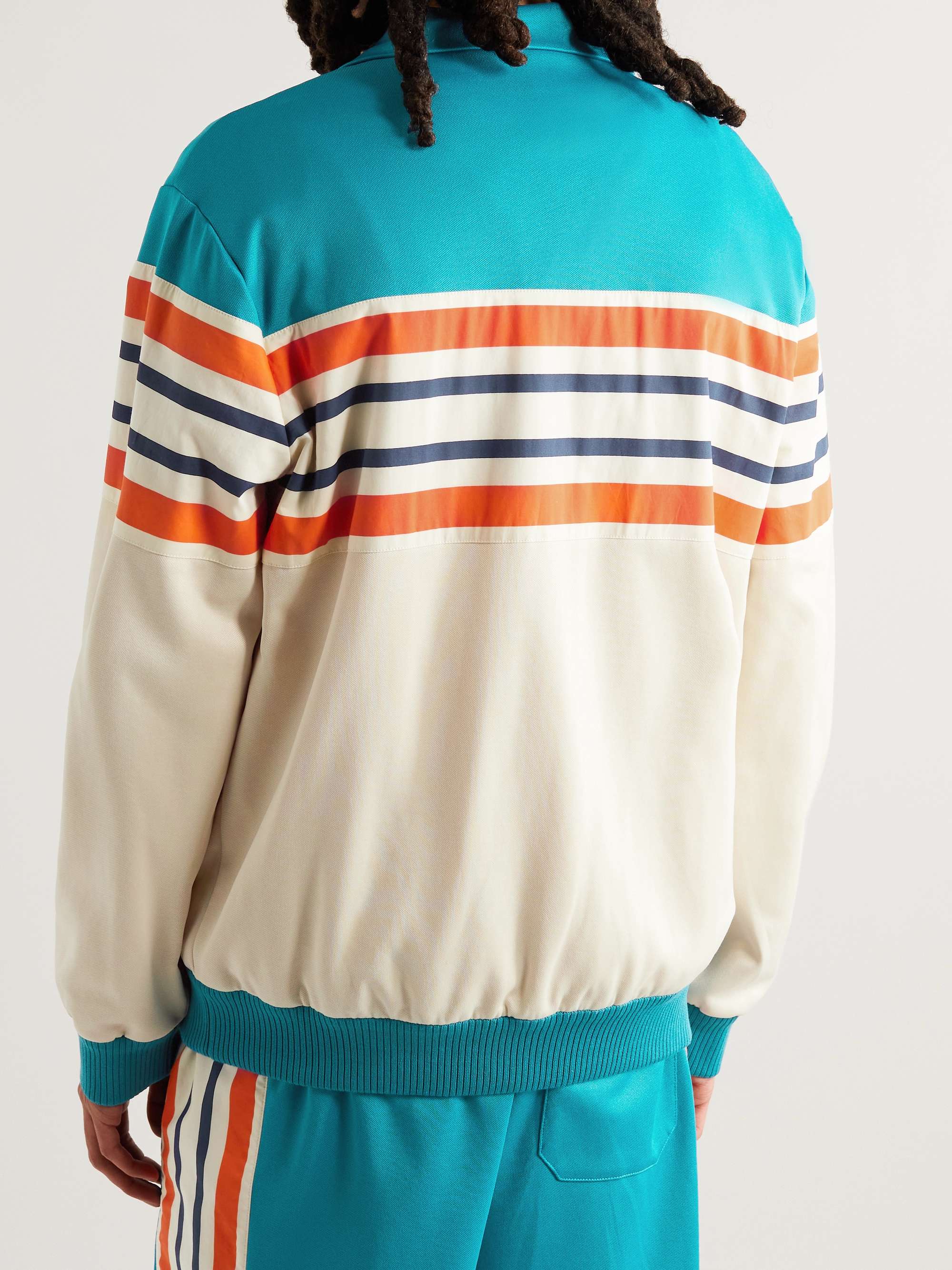 GUCCI Striped Canvas-Trimmed Tech-Jersey Track Jacket