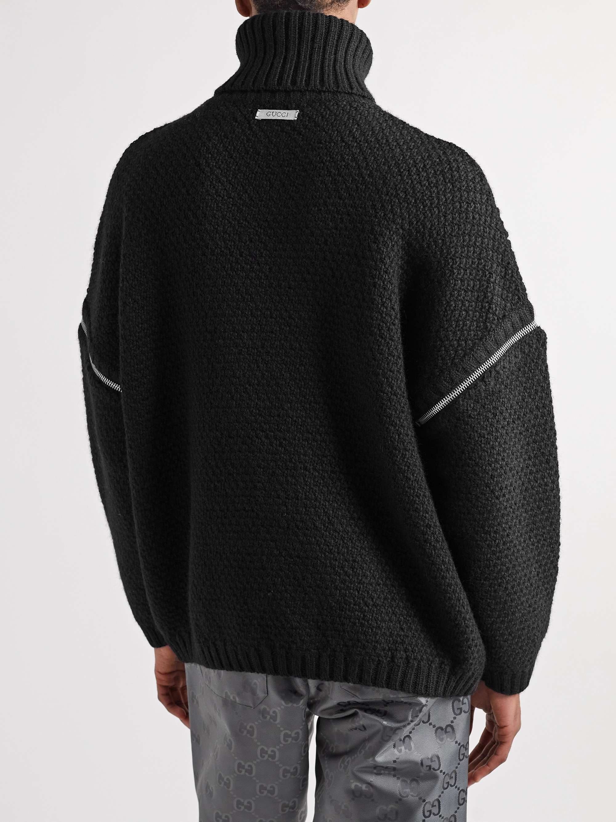 GUCCI Convertible Cable-Knit Wool Rollneck Sweater