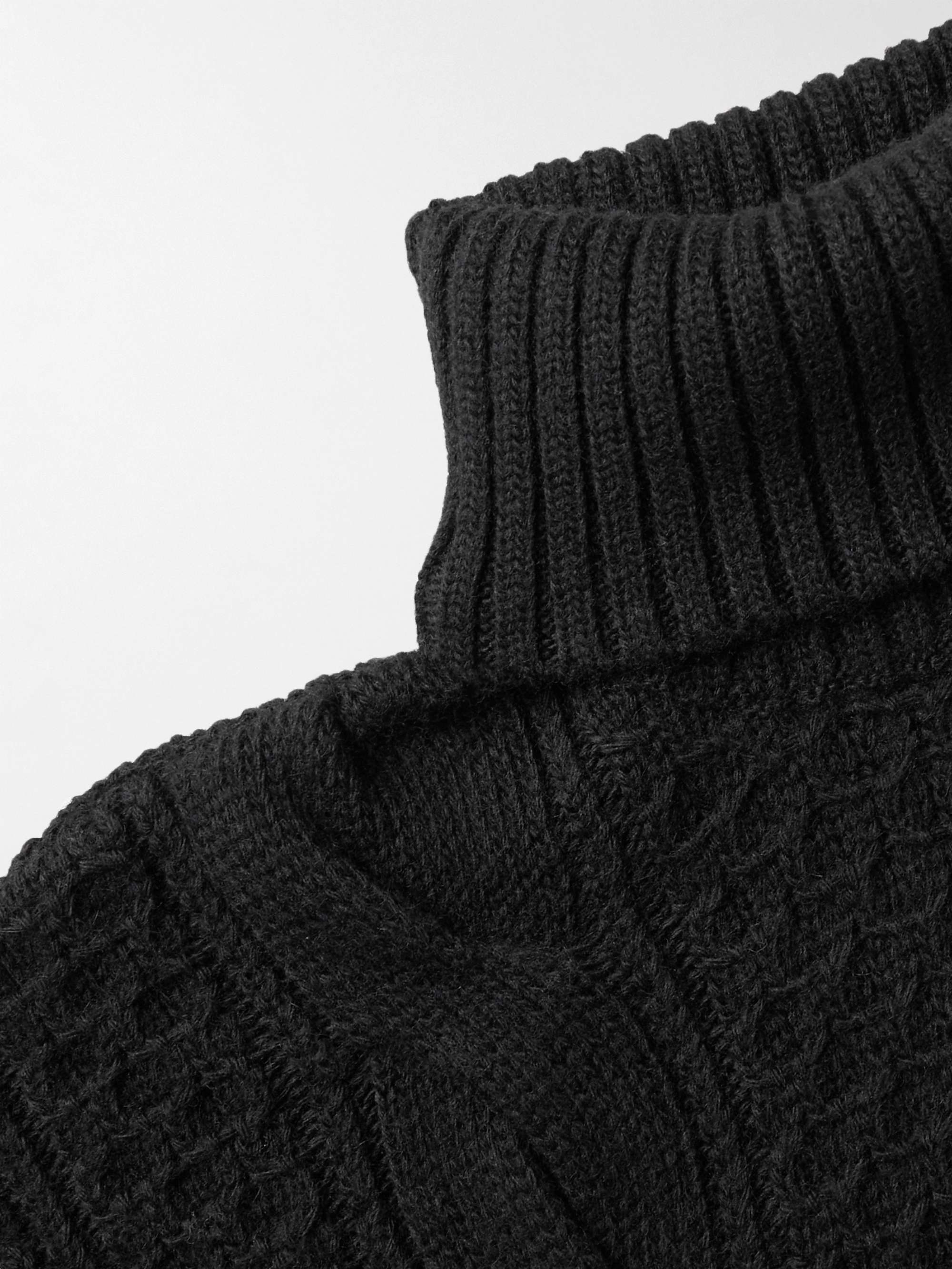 GUCCI Convertible Cable-Knit Wool Rollneck Sweater