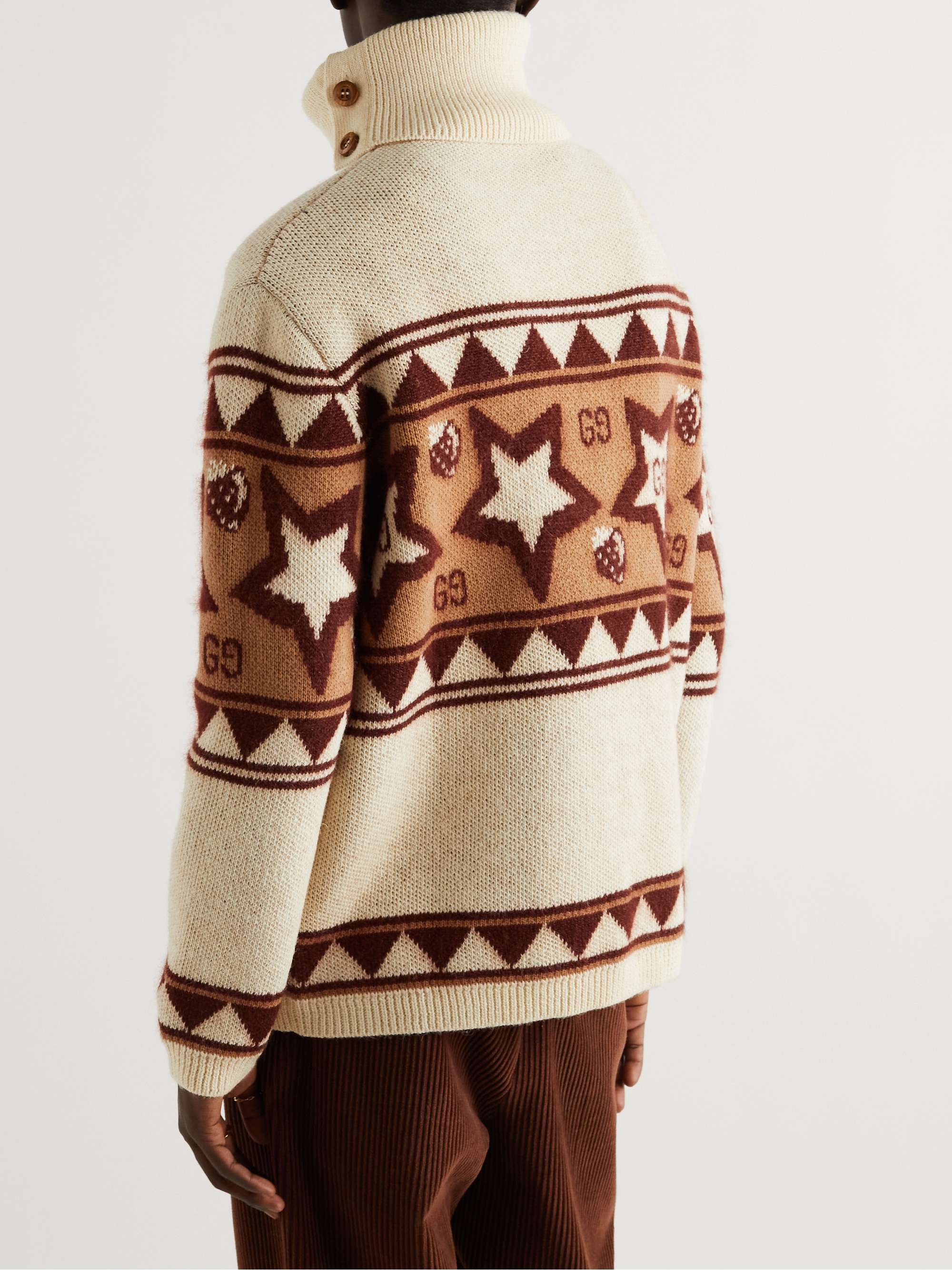 GUCCI Logo-Intarsia Wool-Blend Rollneck Sweater
