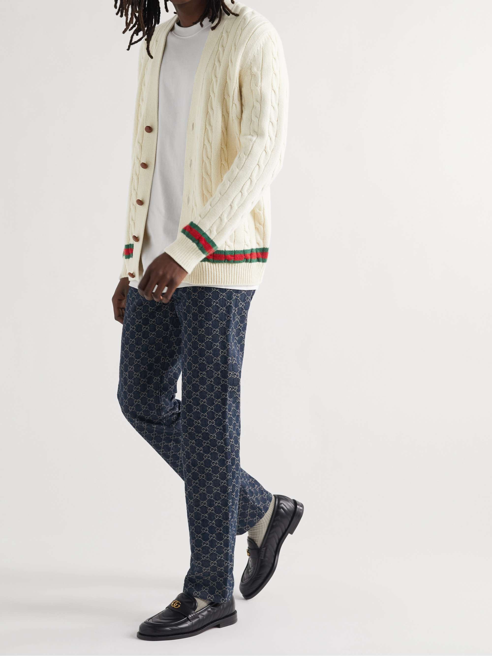 GUCCI Cable-Knit Cashmere and Wool-Blend Cardigan