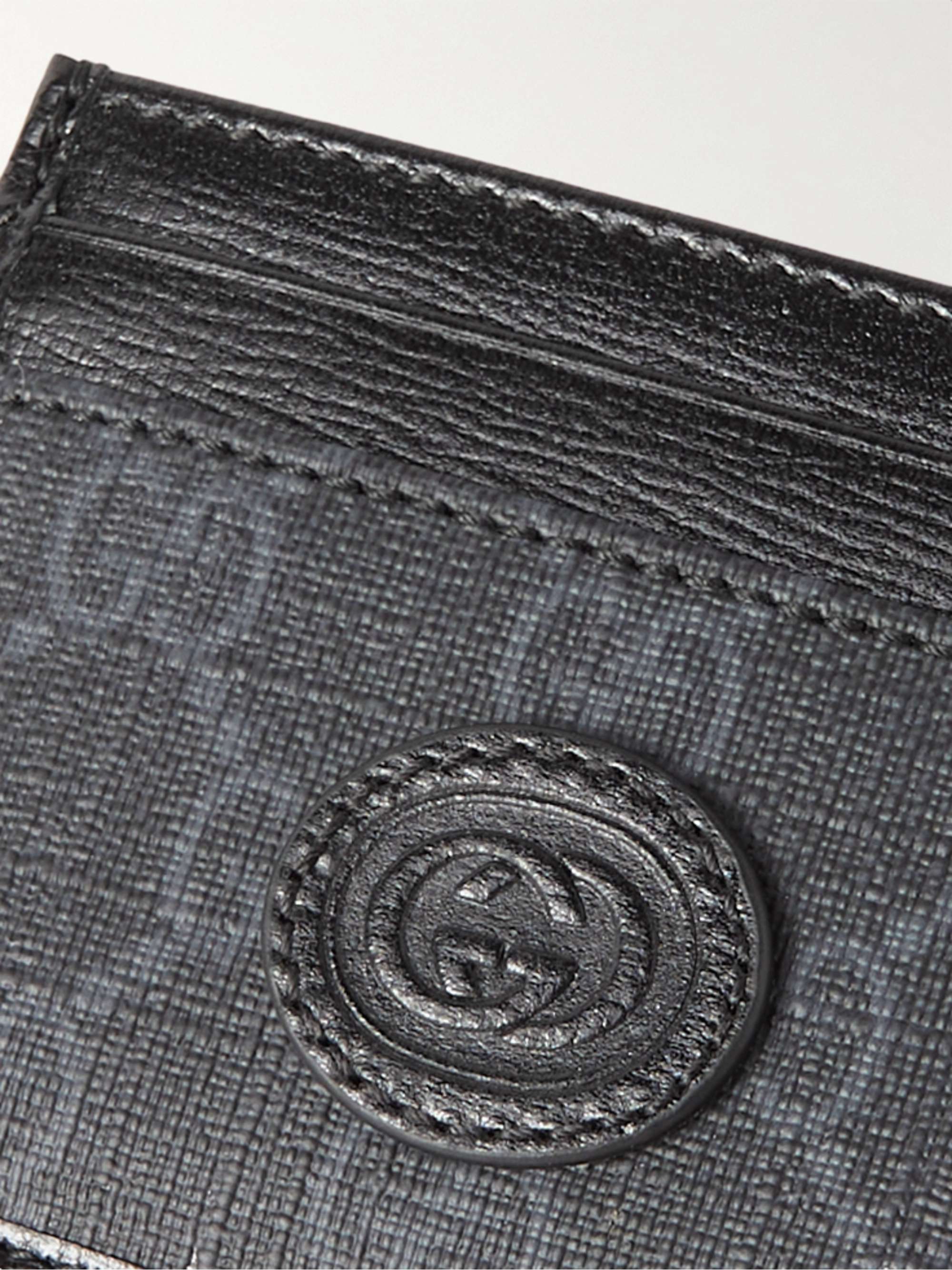 GUCCI Leather-Trimmed Monogrammed Coated-Canvas Cardholder