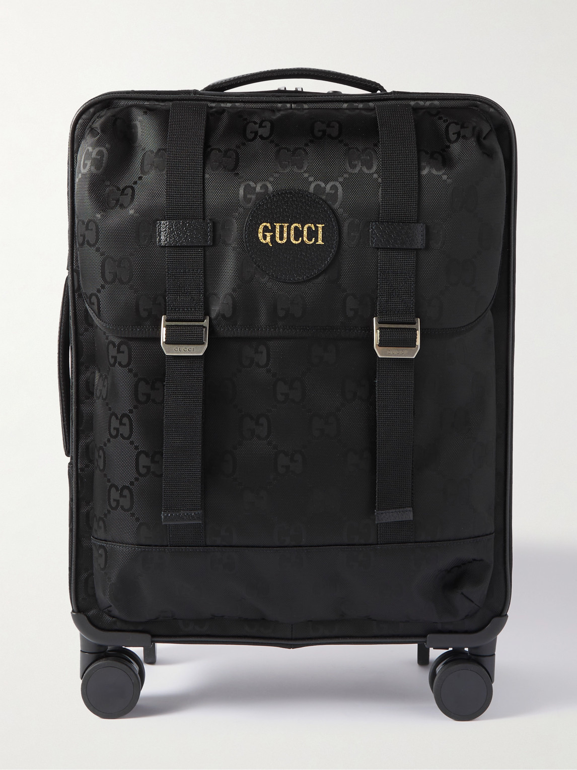Gucci Off The Grid Faux Leather-trimmed Monogrammed Econyl Canvas Carry-on Suitcase In Black