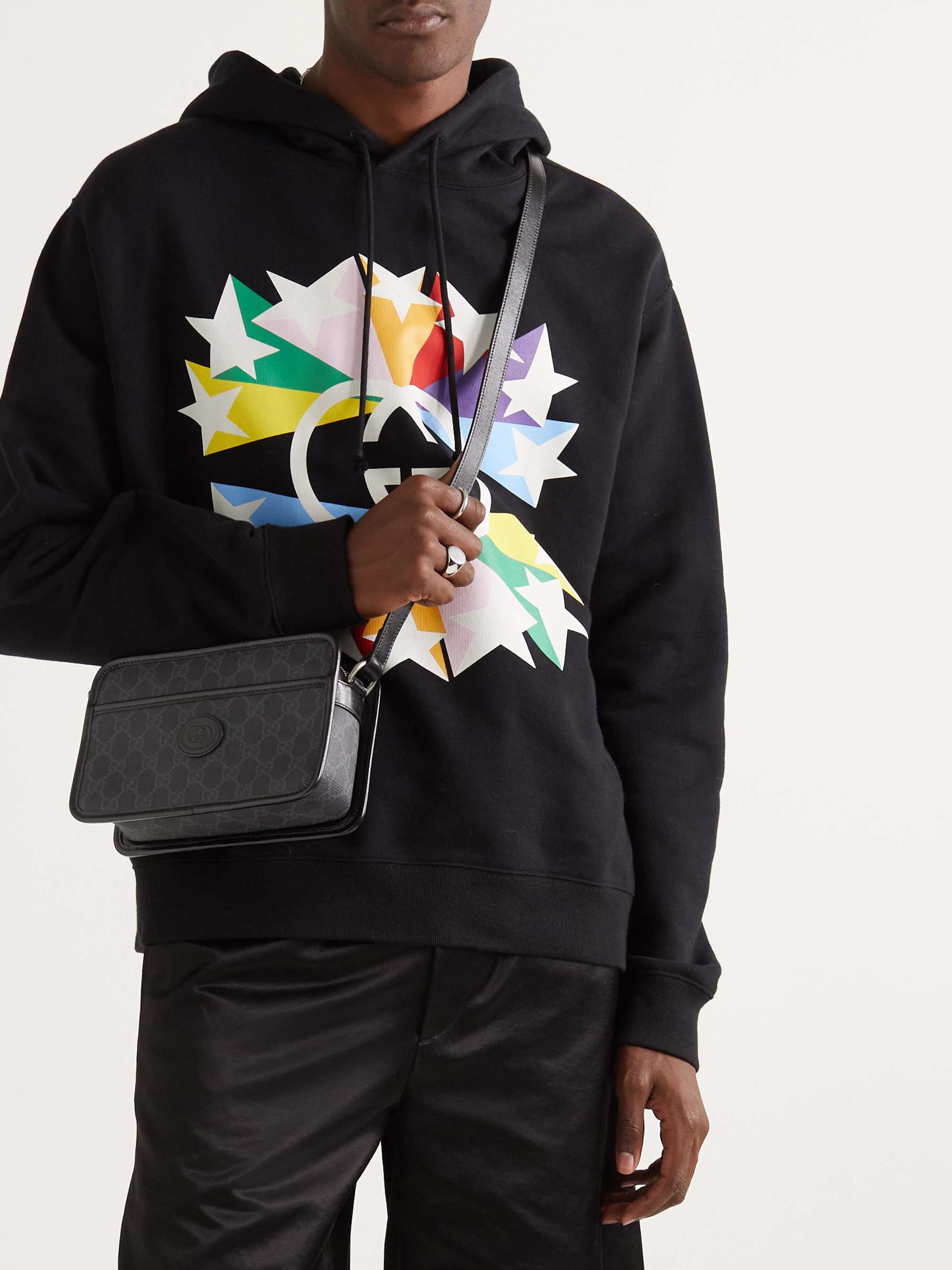Black + The North Face Logo-Print Cotton-Jersey Hoodie | GUCCI 