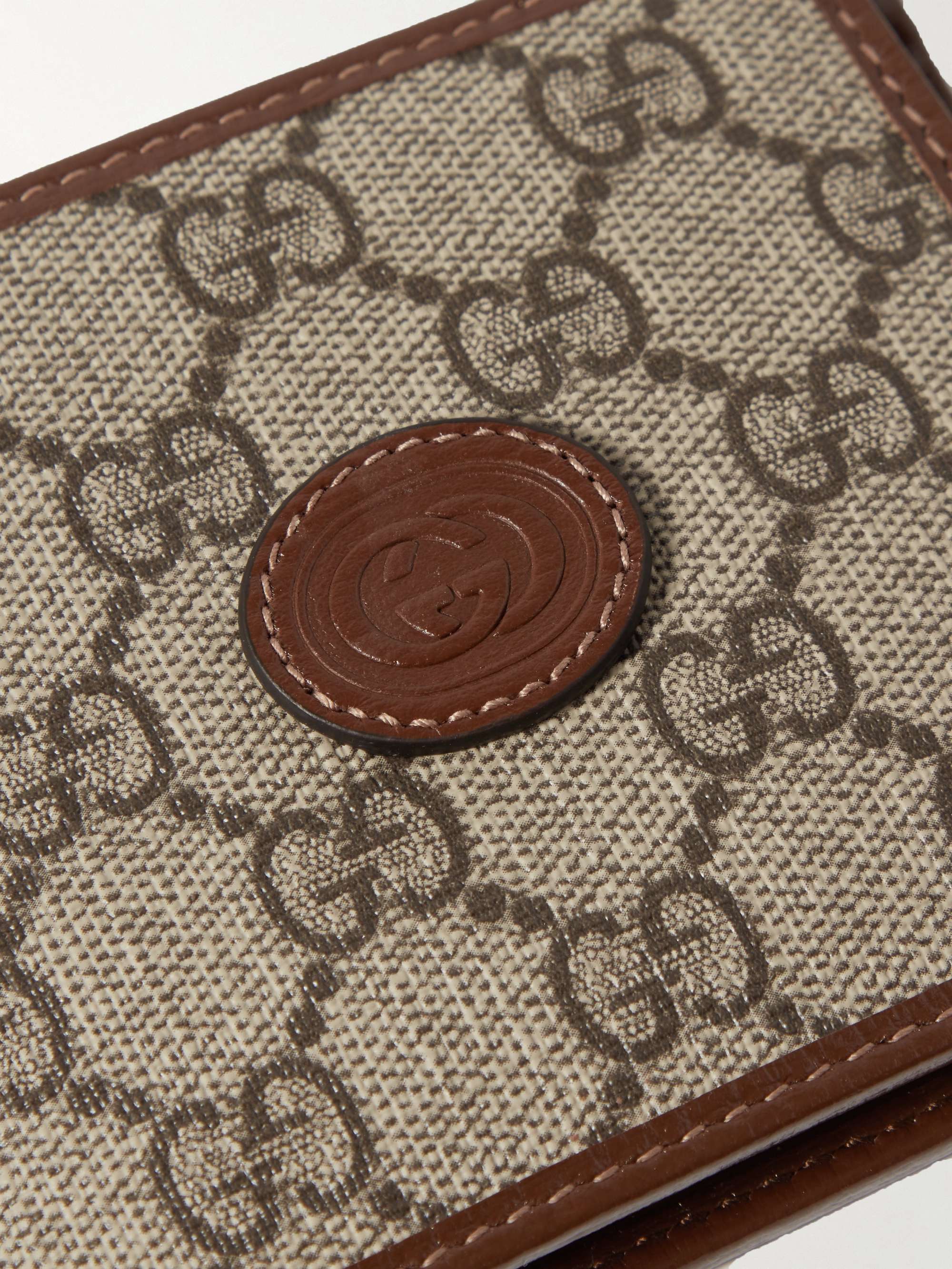 GUCCI Leather-Trimmed Monogrammed Supreme Coated-Canvas Billfold Wallet