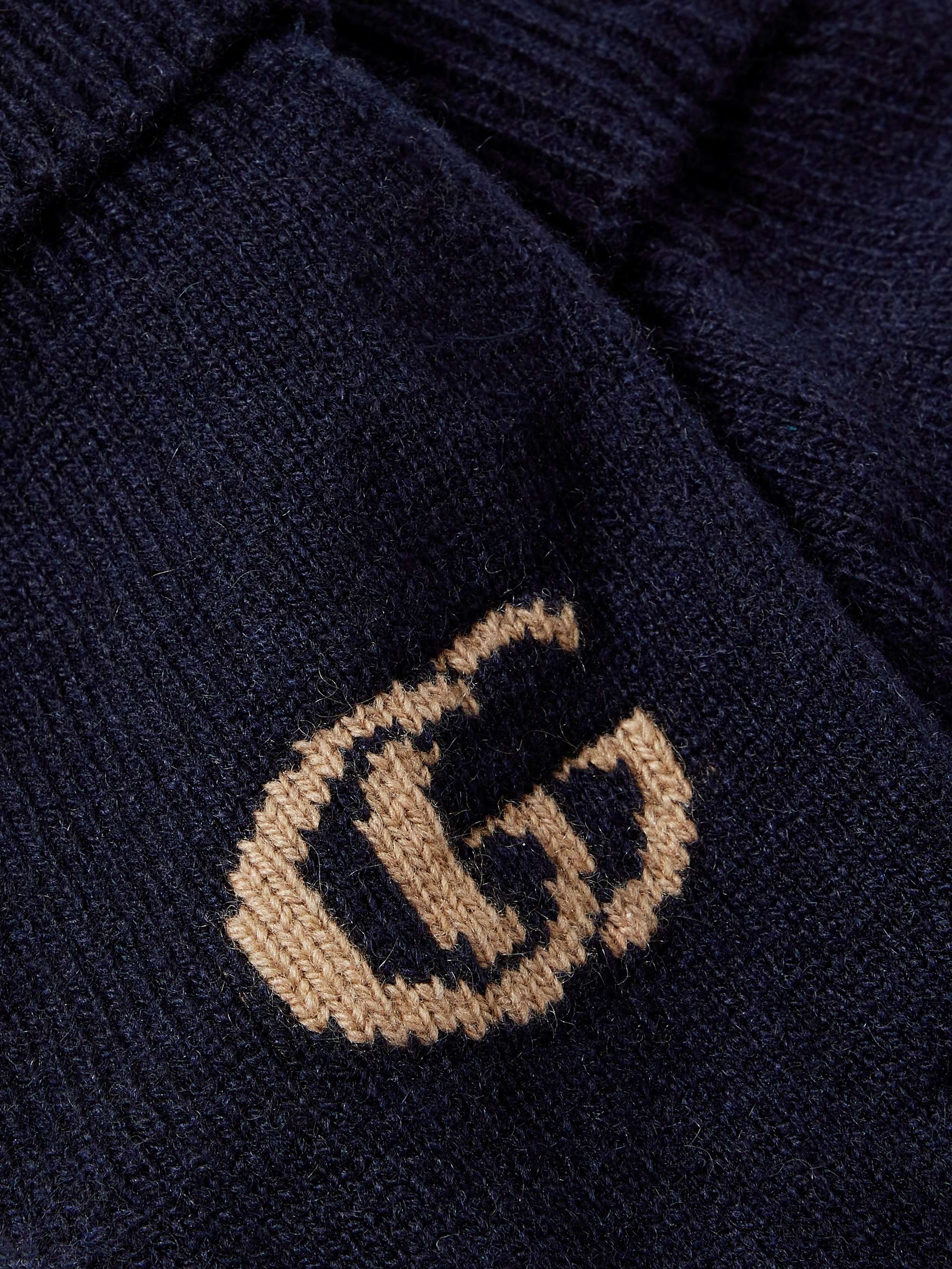 GUCCI Logo-Jacquard Cashmere and Wool-Blend Gloves