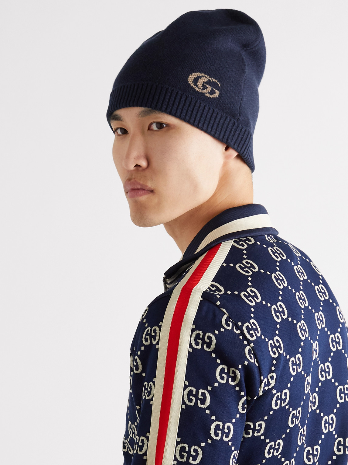 Logo-Jacquard Cashmere and Wool-Blend Beanie