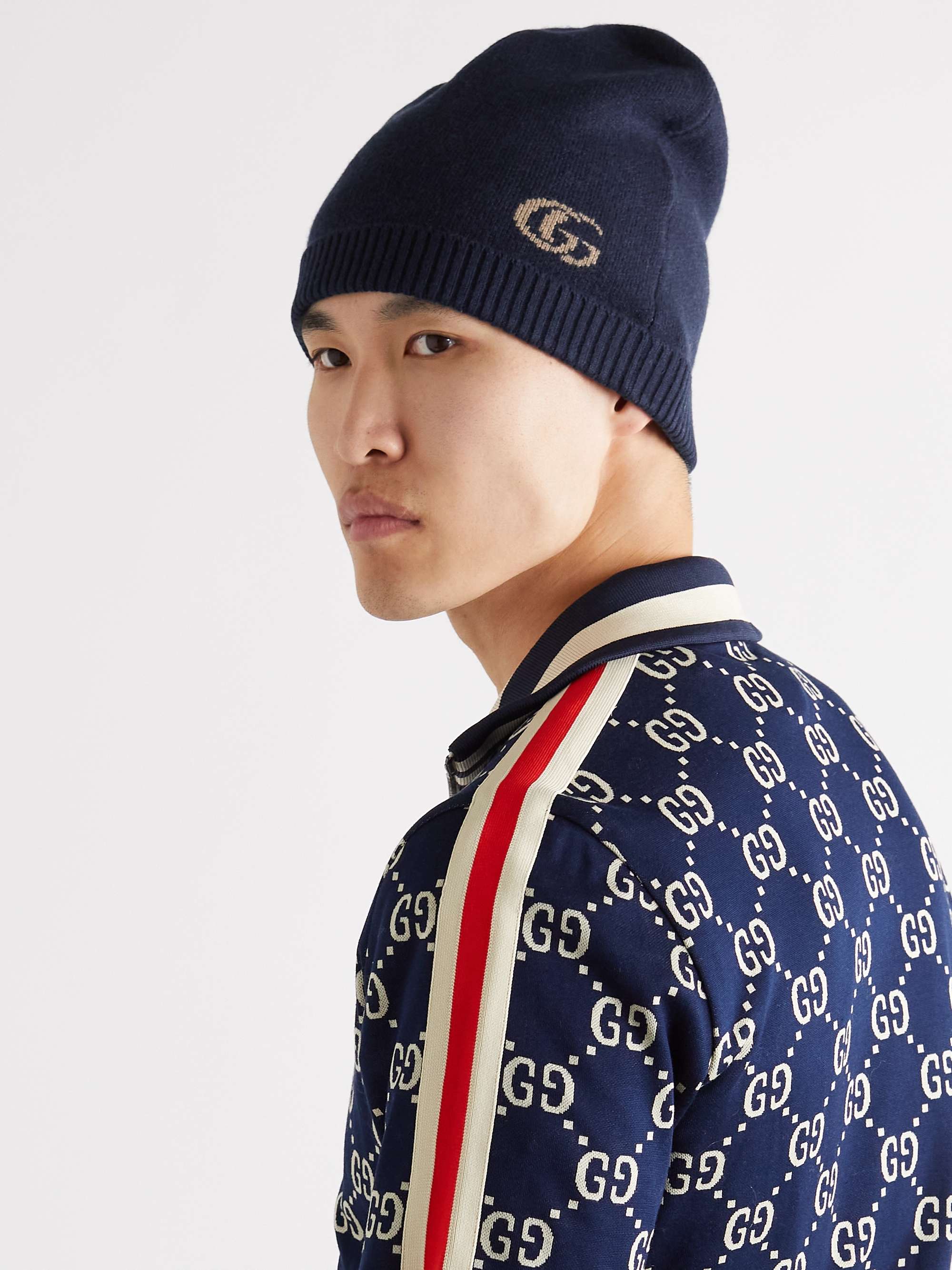GUCCI Logo-Jacquard Cashmere and Wool-Blend Beanie