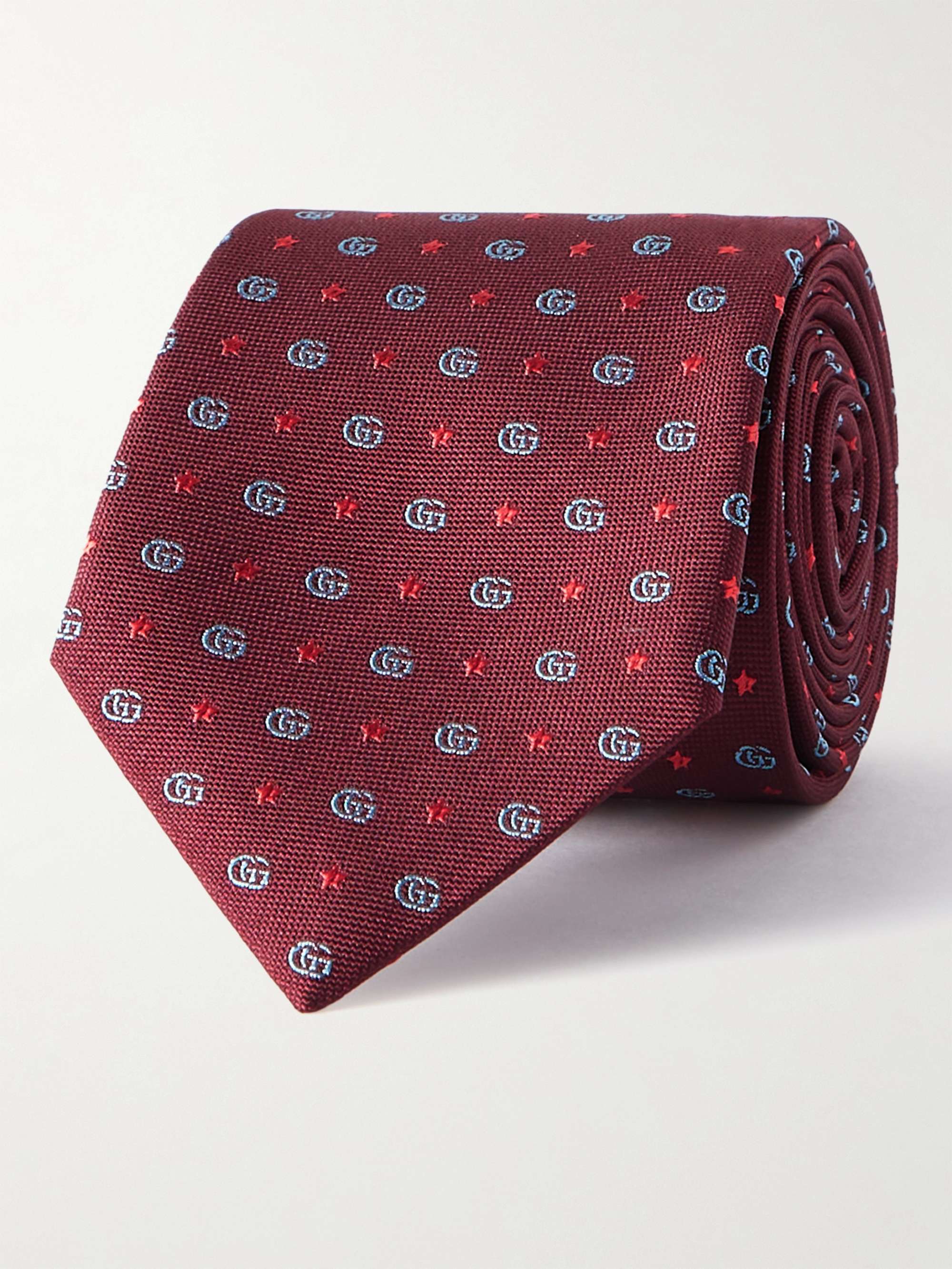구찌 실크 자가드 넥타이 (선물 추천) Gucci 7cm Logo-Jacquard Silk Tie,Claret