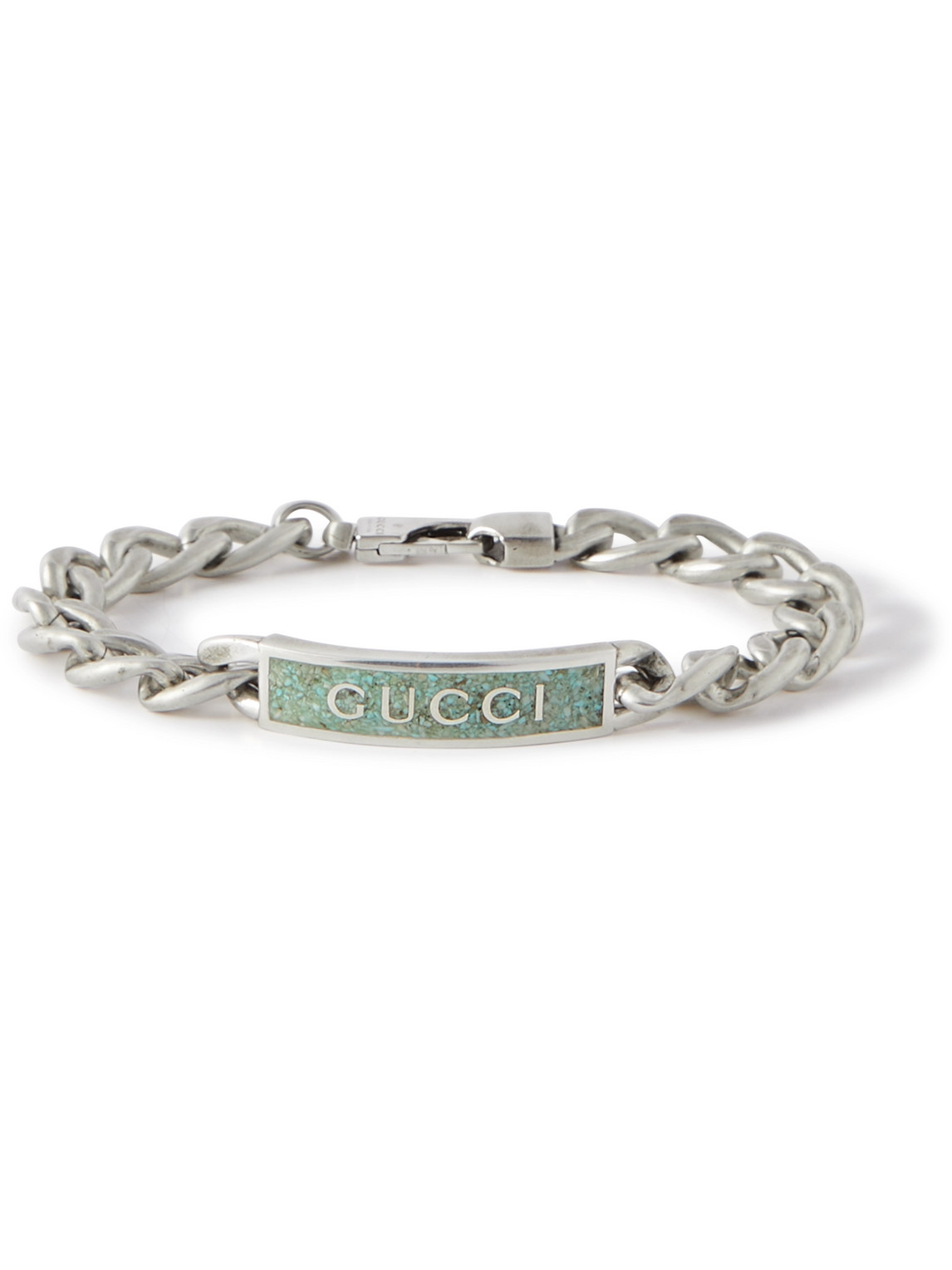 GUCCI STERLING SILVER AND ENAMEL CHAIN BRACELET